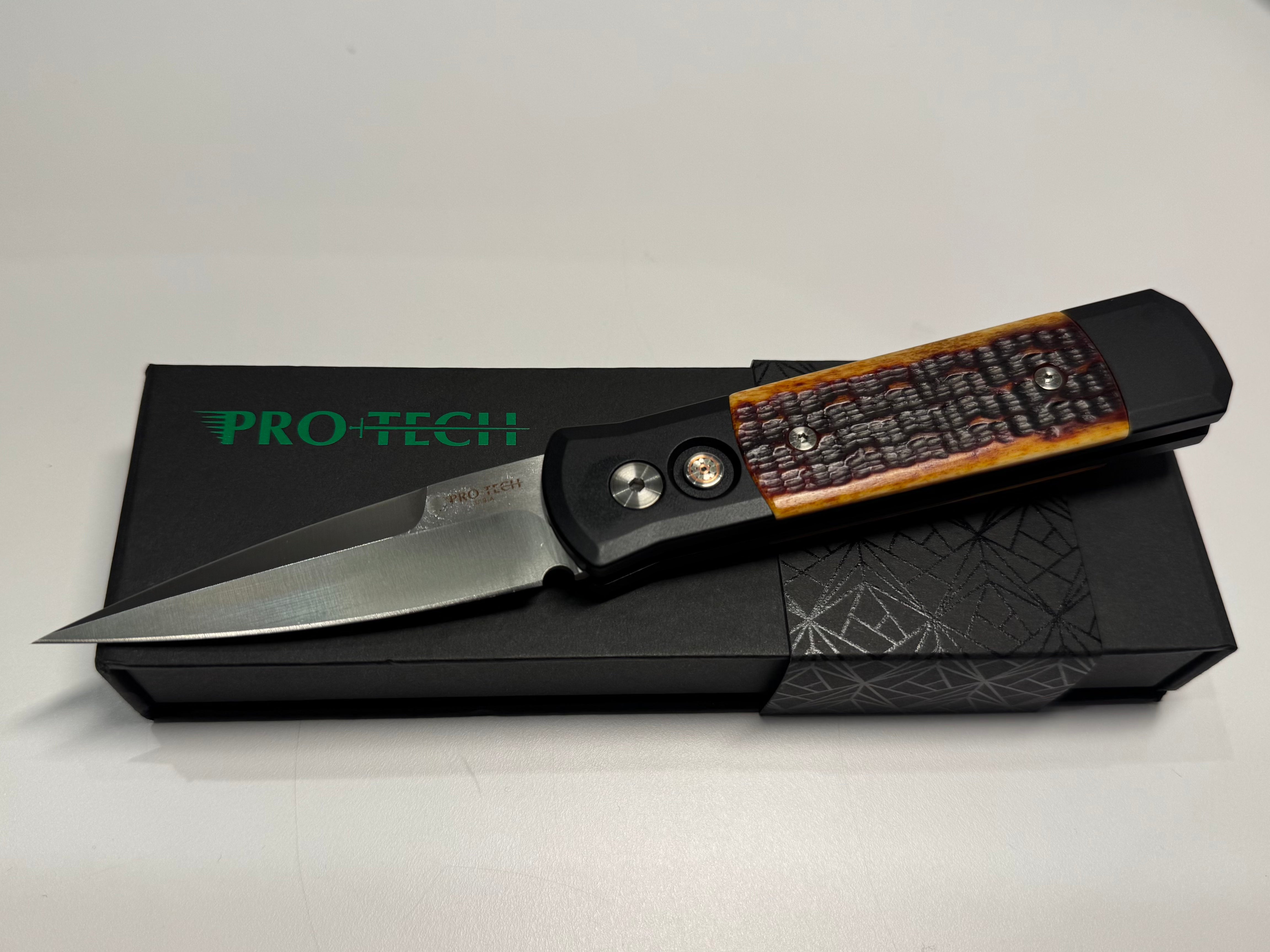 Protech Godson Jigged Bone inlays w/ mosaic pin button 2025 Godson Custom 002