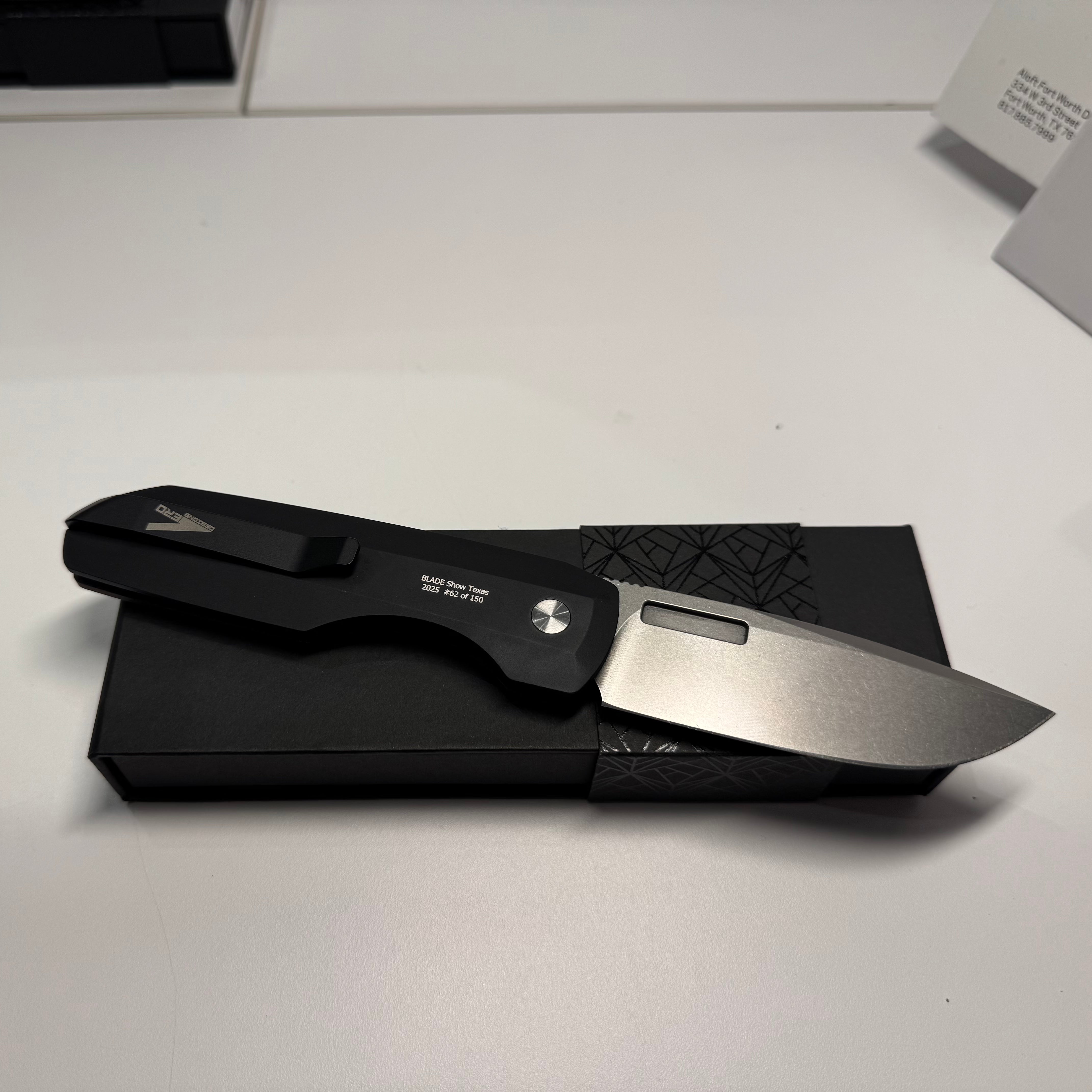 Protech x Vero Synapse auto Burlap Micarta top scale w/ gold lip pearl button 2025 BLADE TX VERO.1