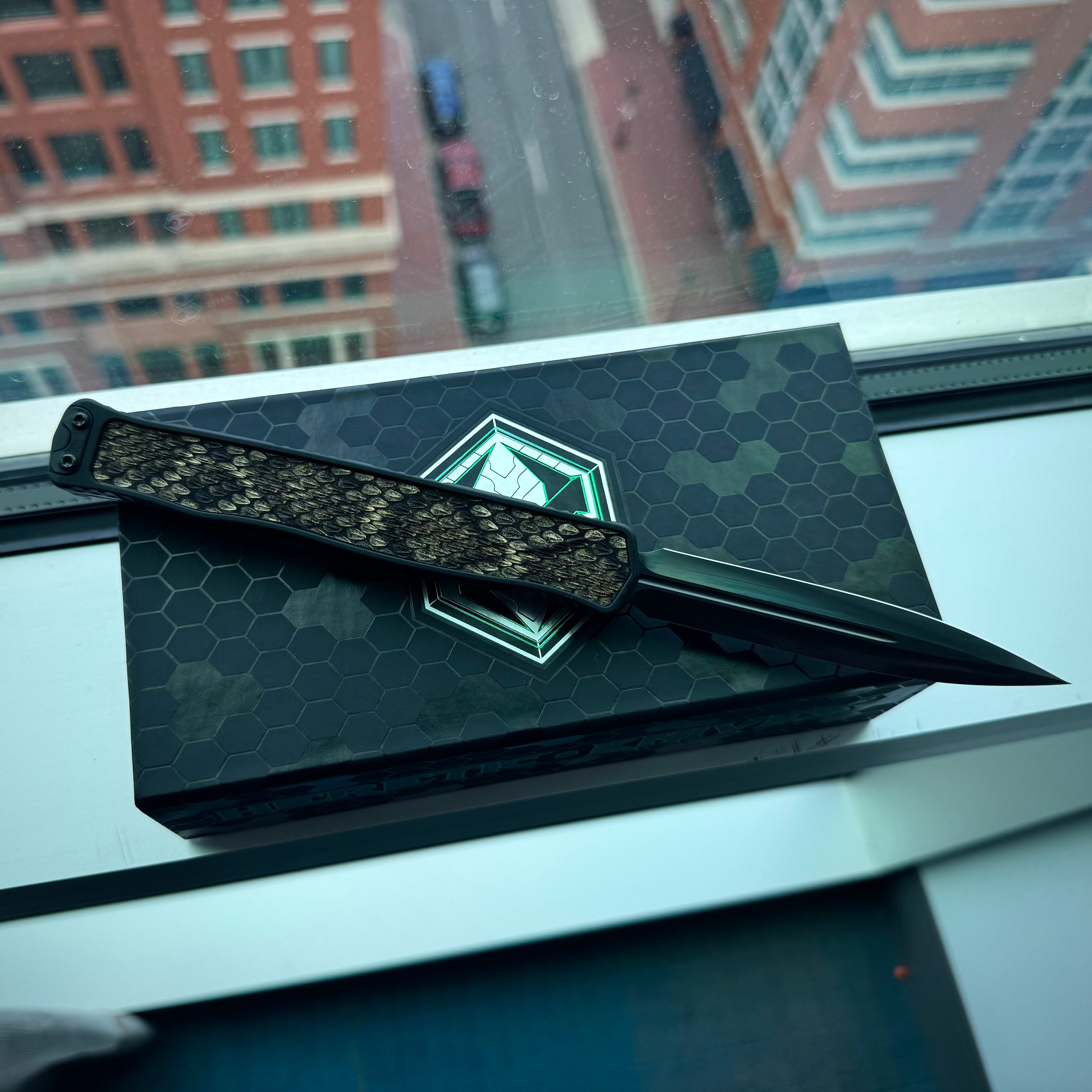 Heretic Cleric 2 Custom - Double Edge High Sheen DLC / Aluminum Chassis w/ Diamondback Rattlesnake inlays / Desert Ironwood Button Inlay / DLC hardware