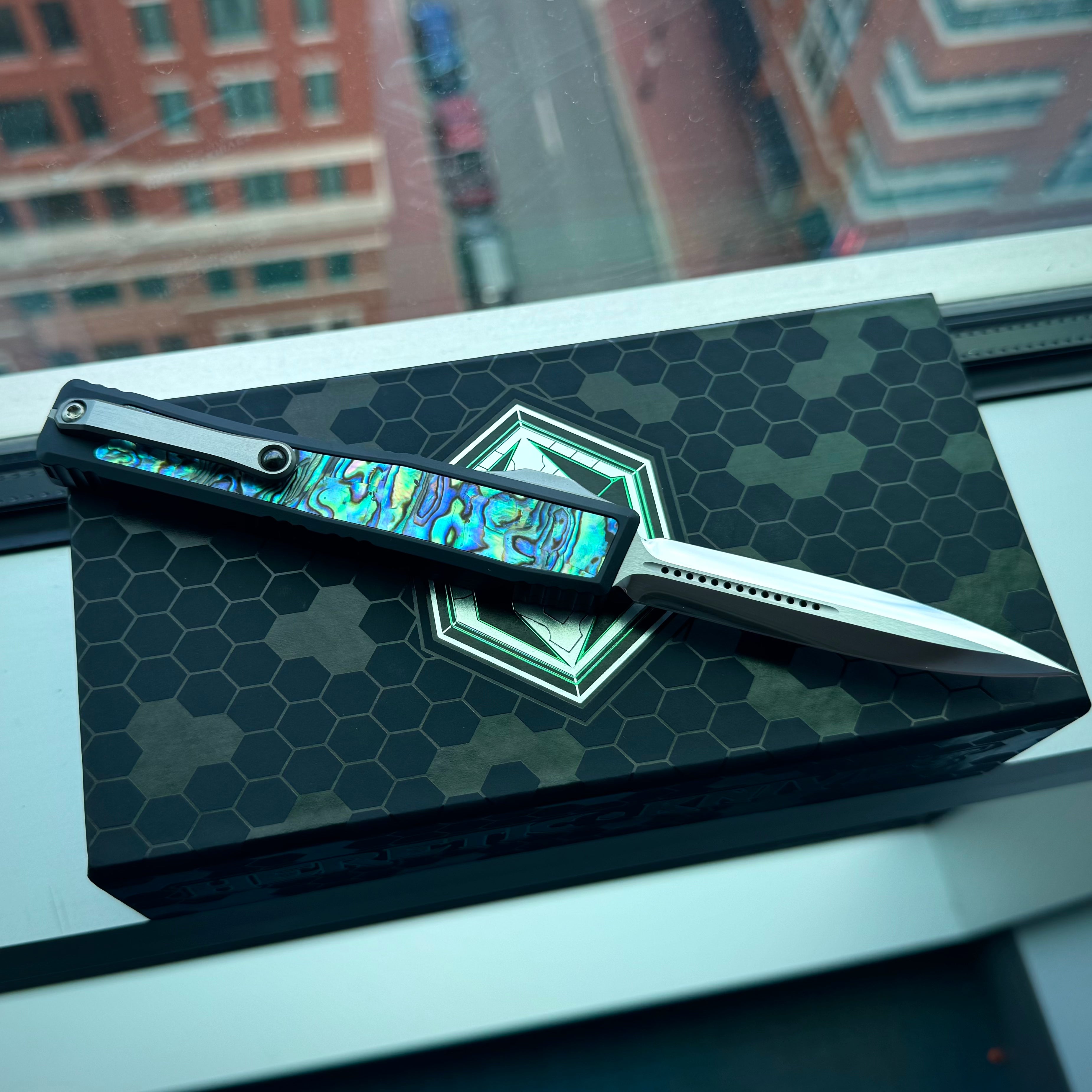 Heretic Nyx Custom - Double Edge Mirror Polish / Aluminum Chassis w/Abalone inlays / Abalone button inlay / satin hardware