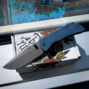 McNees Knives PM Mac 2 3.5” Gen2 Drop Point - Matte Blue Swerve Two-Tone w/Blue hardware