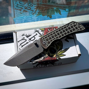 McNees Knives PM Mac 2 3.5” Gen2 Drop Point - Matte Green/Bronze Frag Two-Tone