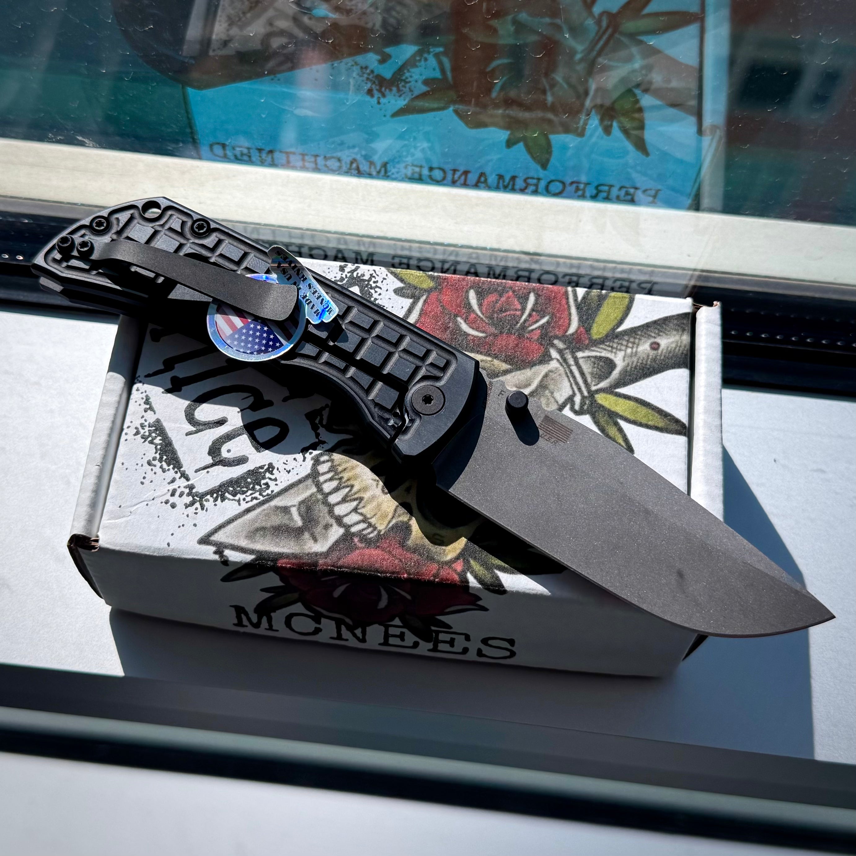 McNees Knives PM Mac 2 3.5” Gen2 Drop Point - Blackout Frag Two-Tone