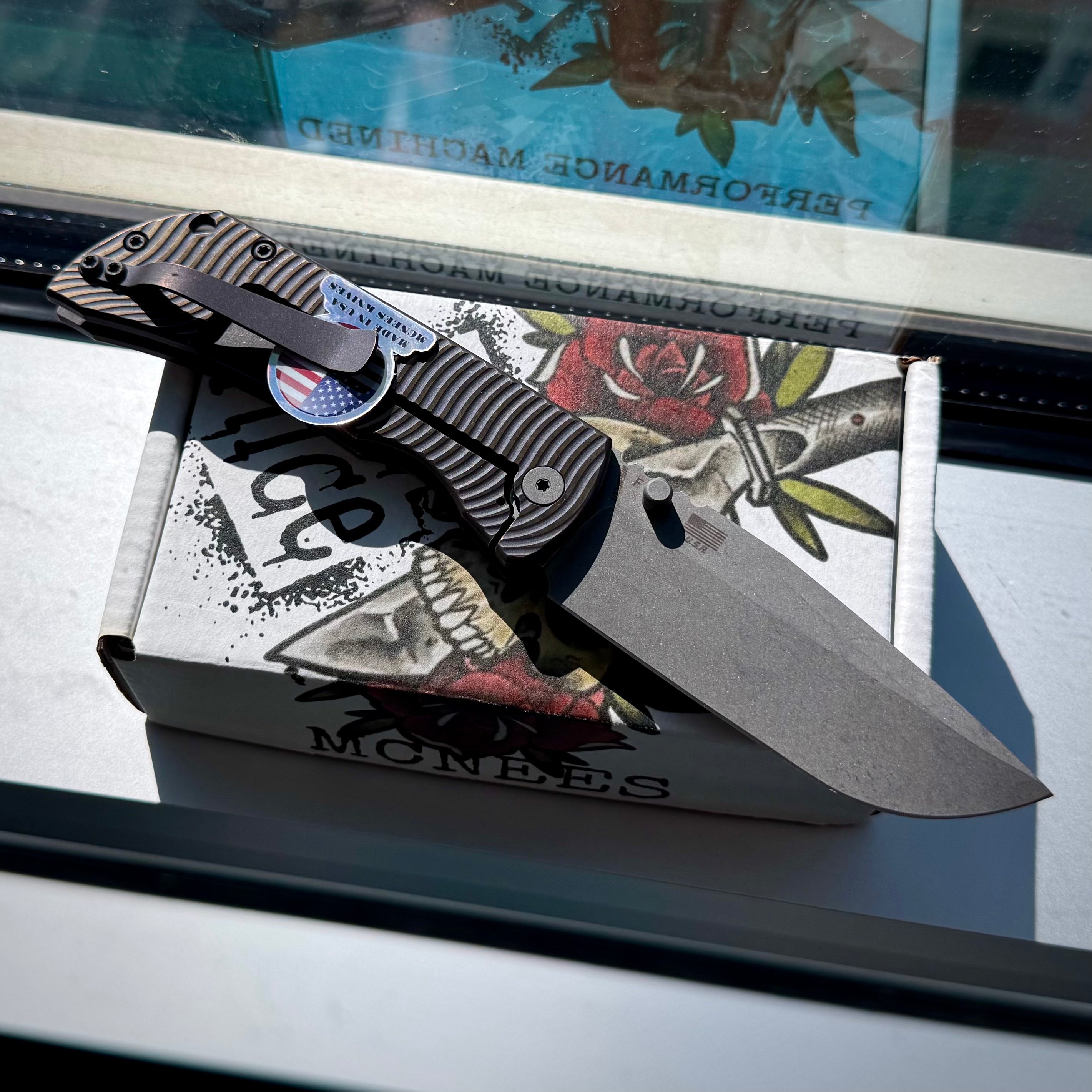 McNees Knives PM Mac 2 3.5” Gen2 Drop Point - Atomic Purple/Bronze Swerve Two-Tone