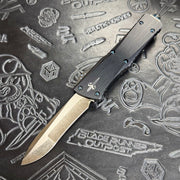 Marfione Custom Combat Troodon Recurve Compound Grind -Two- tone Stonewash - Hefted Aluminum - Blue ringed hardware - S/N: 016