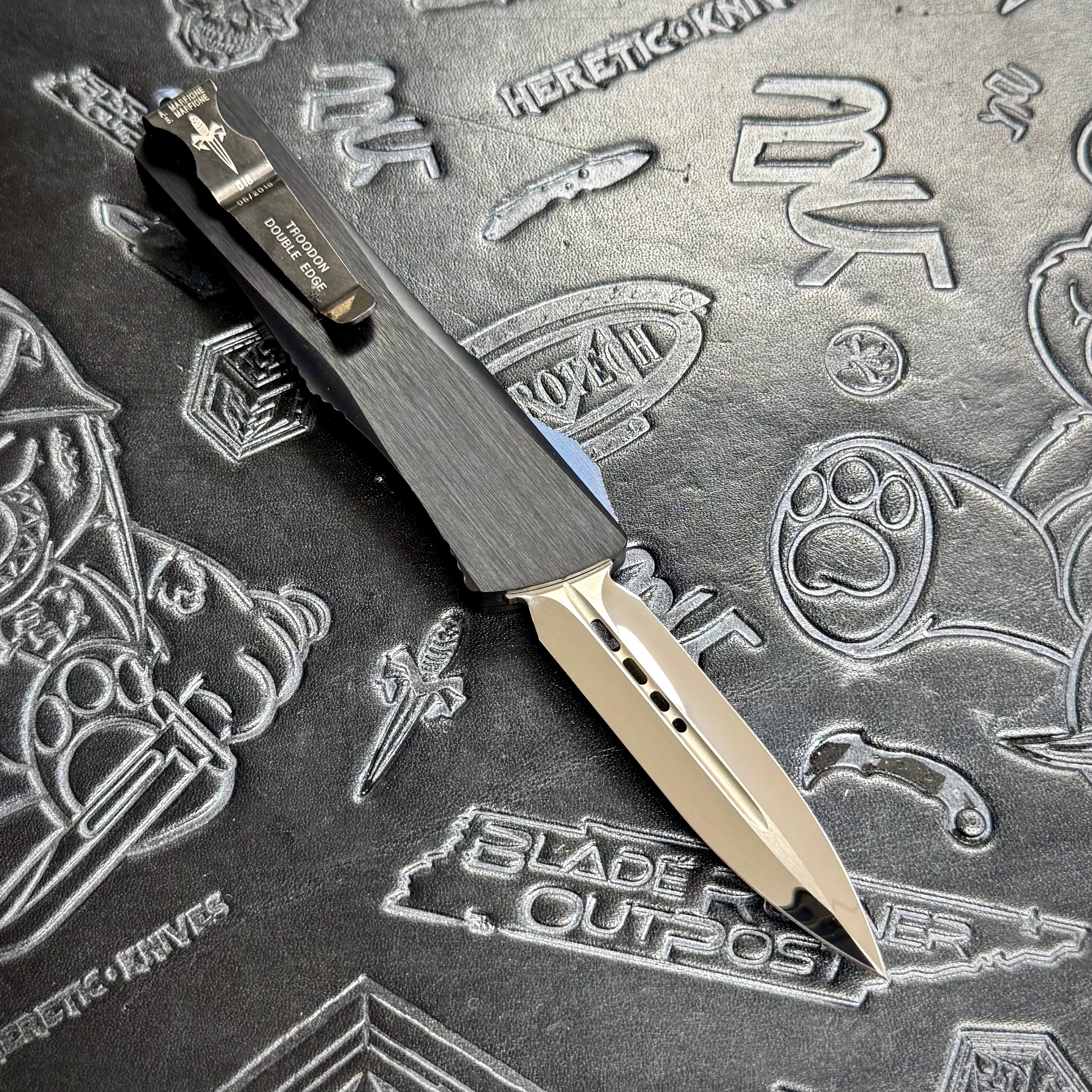Marfione Custom Troodon - Double Edge Mirror Polish - Hefted Aluminum - Blue Ti hardware - S/N: 016