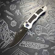 Heretic Knives - Wraith V4 Auto - Blizzard Worn - Battle Black Bowie H002-8A-BLZ