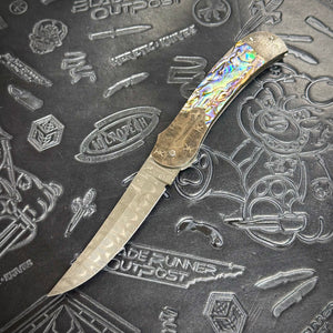 Warren Osborne Custom Auto - Abalone & Mike Norris Damascus - Mosaic Damascus bolsters