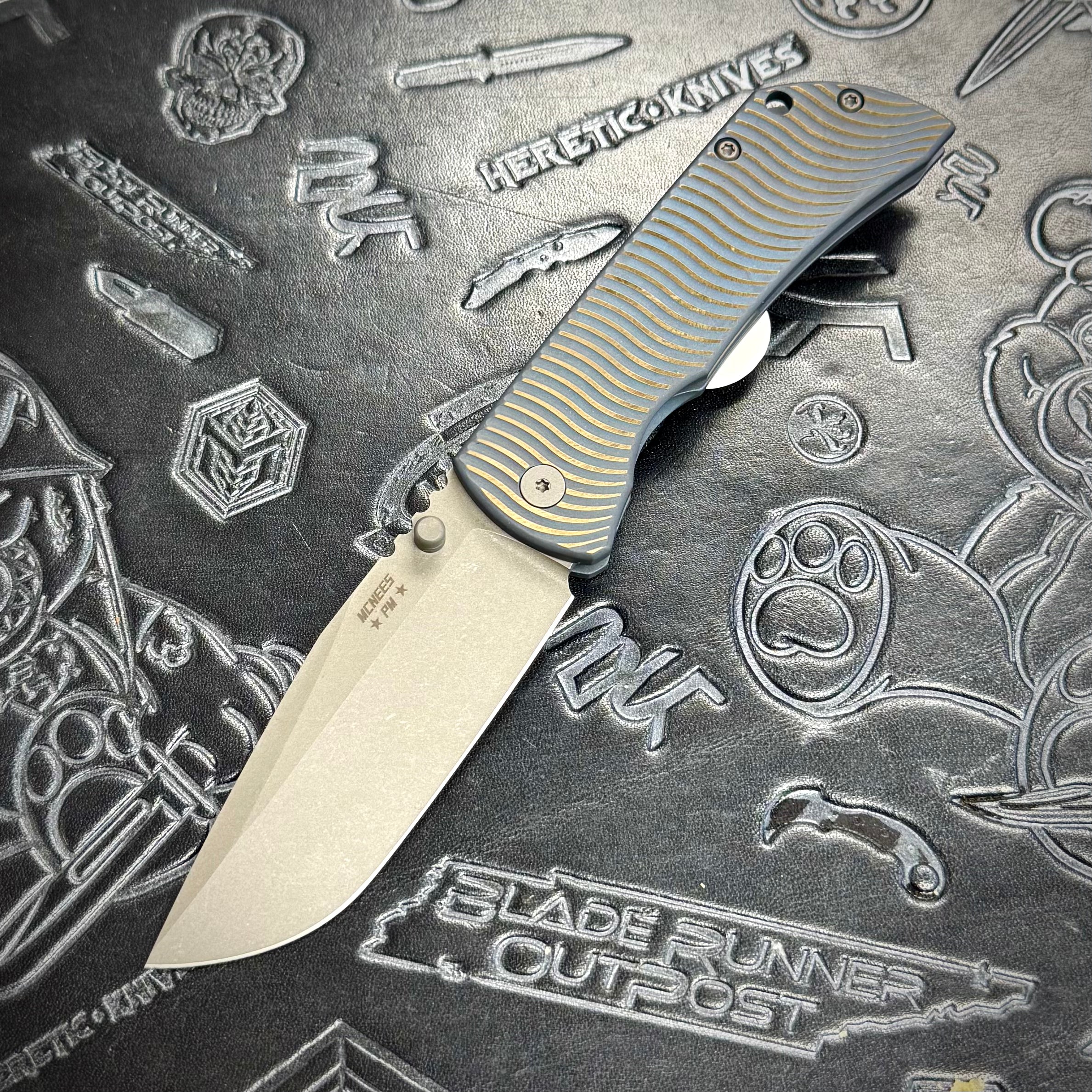 McNees Knives PM Mac 2 3.5” Gen2 Drop Point - Matte Blue/Bronze Swerve