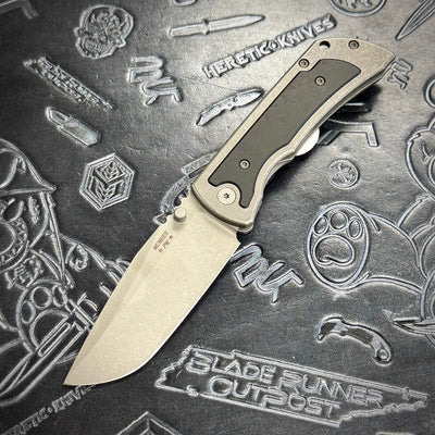 McNees Knives PM Mac 2 3.5” Gen2 Drop Point - Atomic w/ Black Richlite inlay