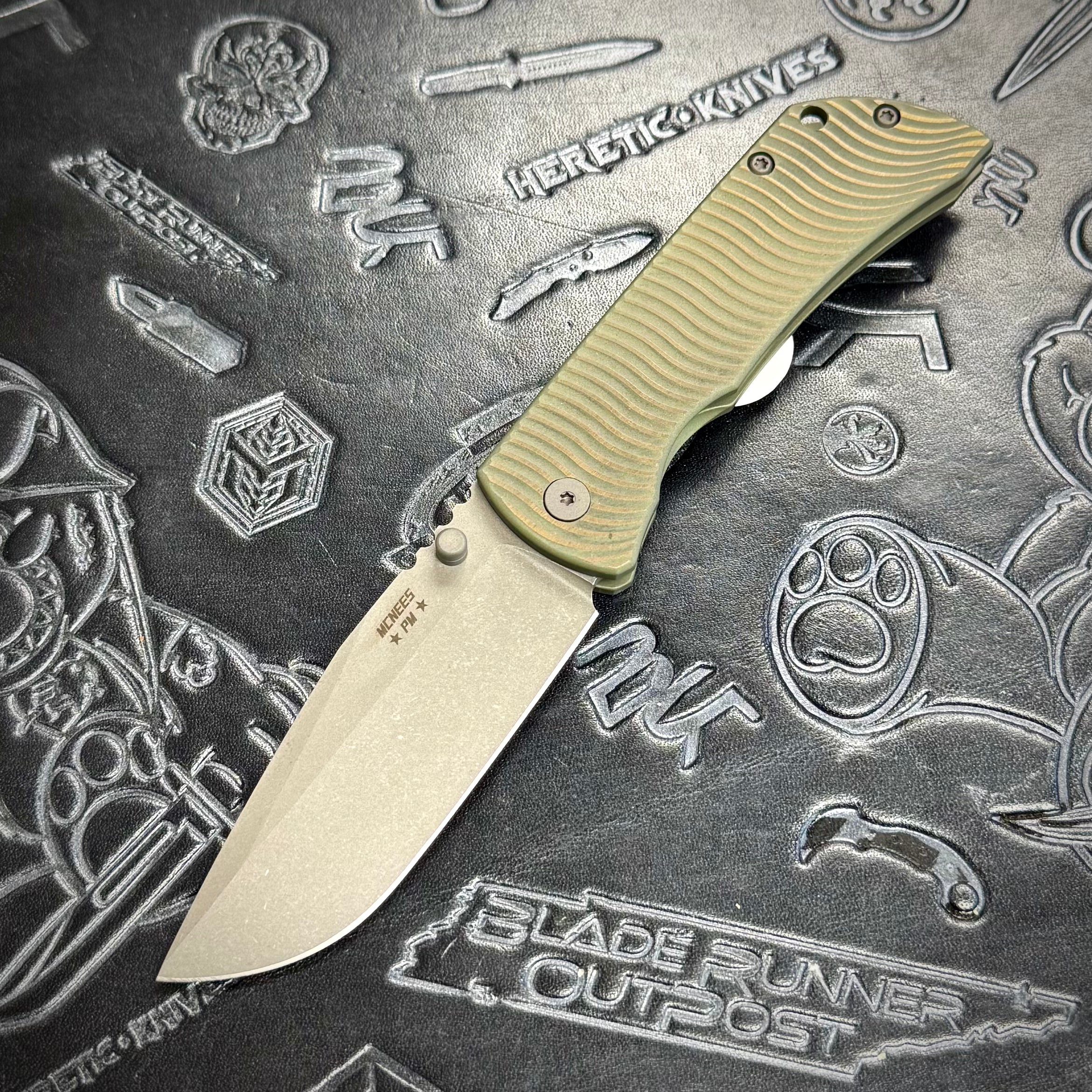 McNees Knives PM Mac 2 3.5” Gen2 Drop Point - Matte Green/Bronze Swerve