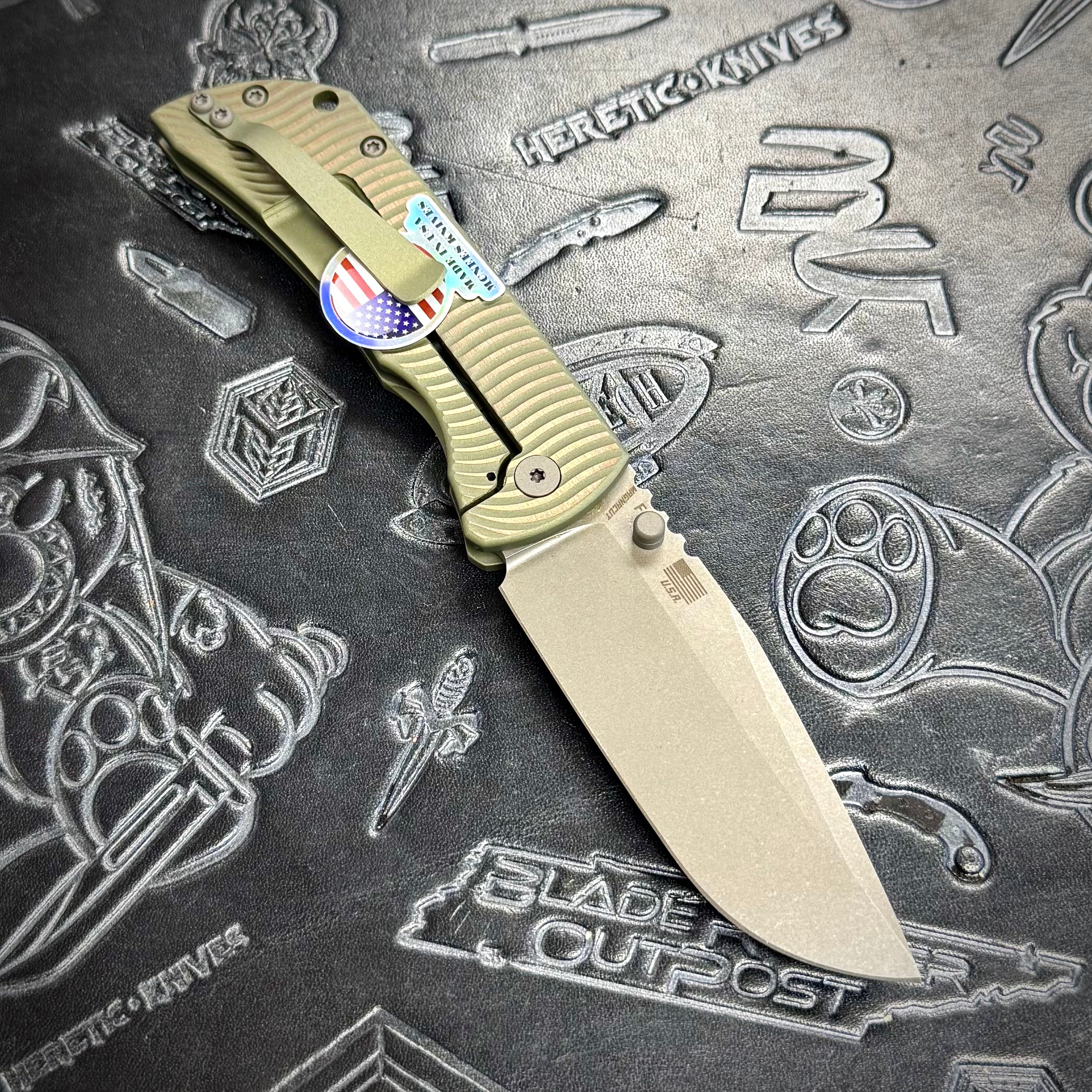 McNees Knives PM Mac 2 3.5” Gen2 Drop Point - Matte Green/Bronze Swerve
