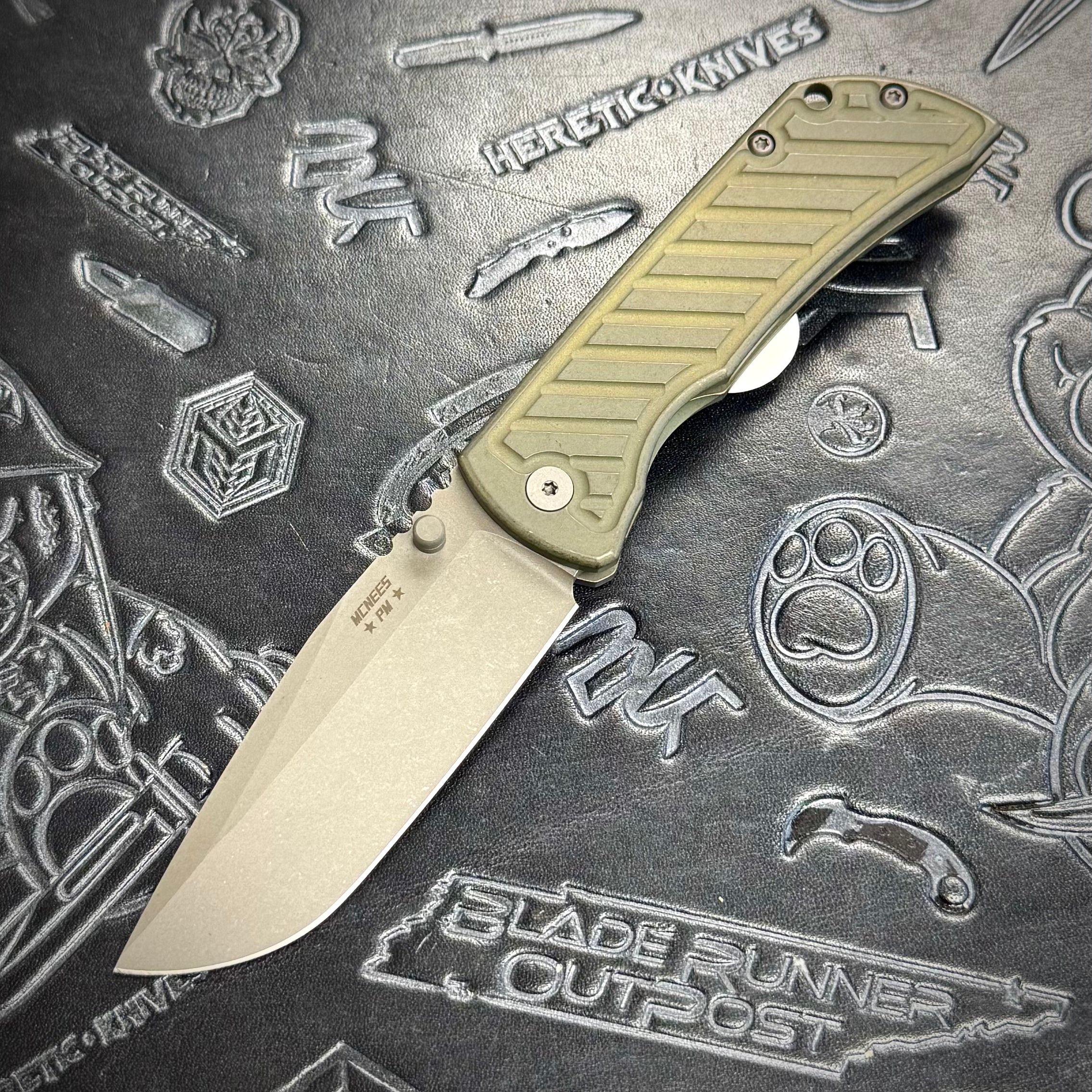 McNees Knives PM Mac 2 3.5” Gen2 Drop Point - Atomic Green/Bronze Fastback
