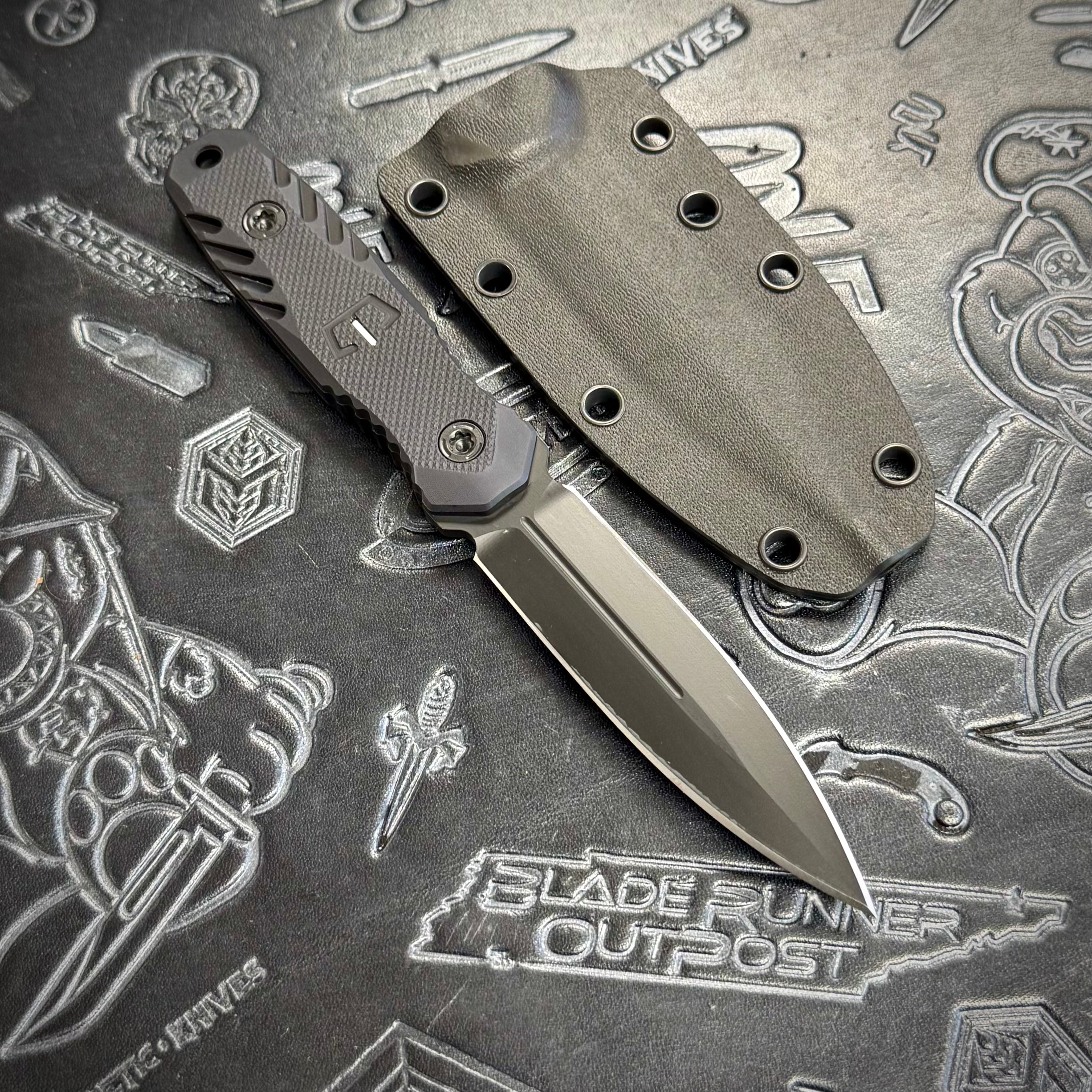 Blackside Customs - Phase 7 - Triple Black PSF-27 - 6061 Hard Coat aluminum with Blue Tritium Inlay