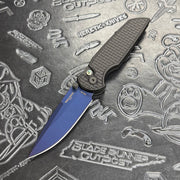 Protech TR-3 Integrity INT106-SB - Black Relic handle - Abalone button - Sapphire S35VN