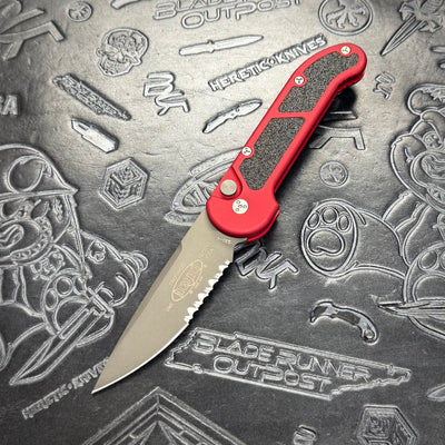 Microtech Vintage UMS Red “Firefighter” w/ safety - Black Partial Serrated S30V - 10/2003 build