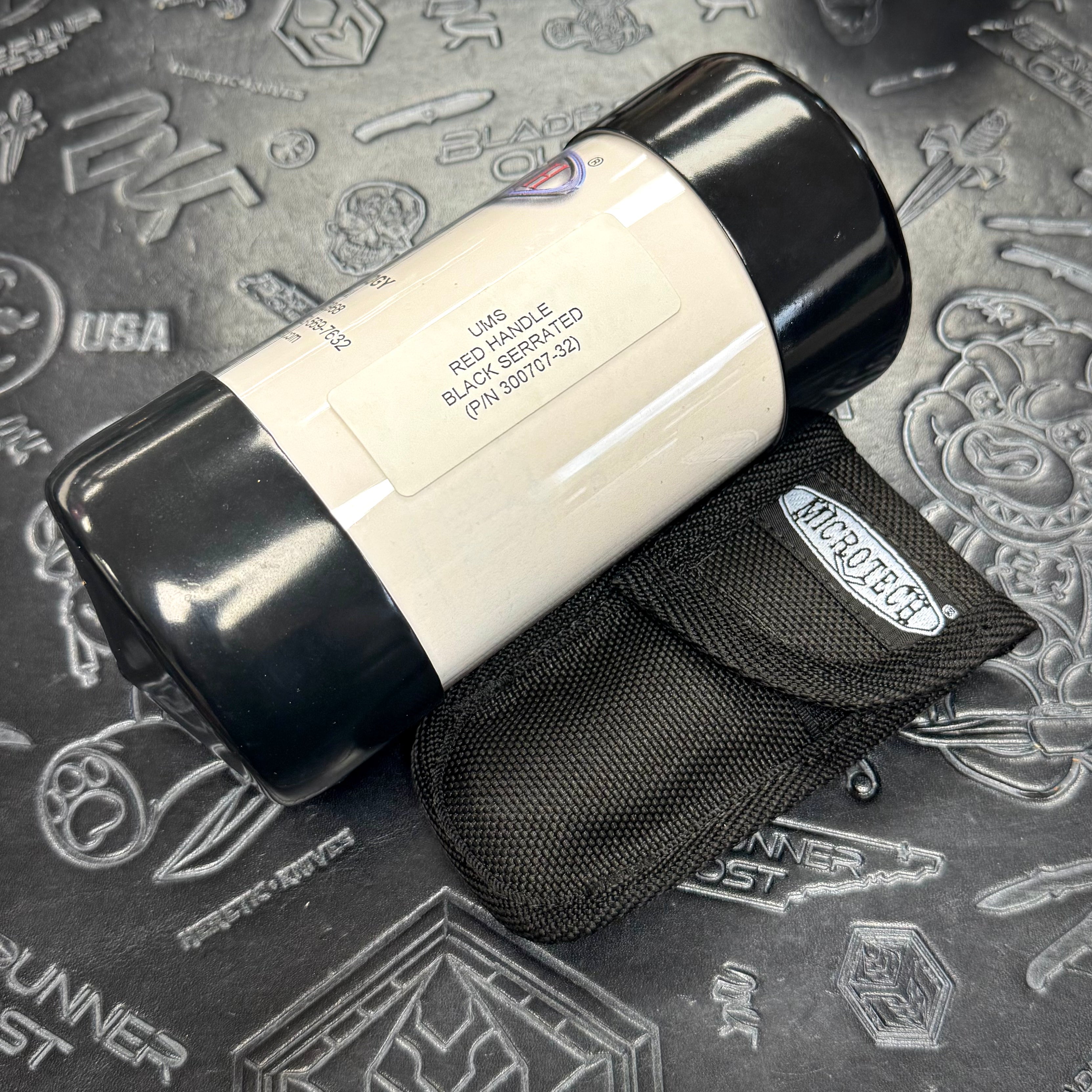 Microtech Vintage UMS Red “Firefighter” w/ safety - Black Partial Serrated S30V - 10/2003 build