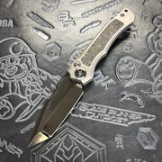 Heretic Wraith V4 Auto Custom - Compound Grind Tanto High Sheen DLC - Hefted Titanium Chassis - CarboTi Techno Carbo Inlays - DLC Hardware S/N: 007