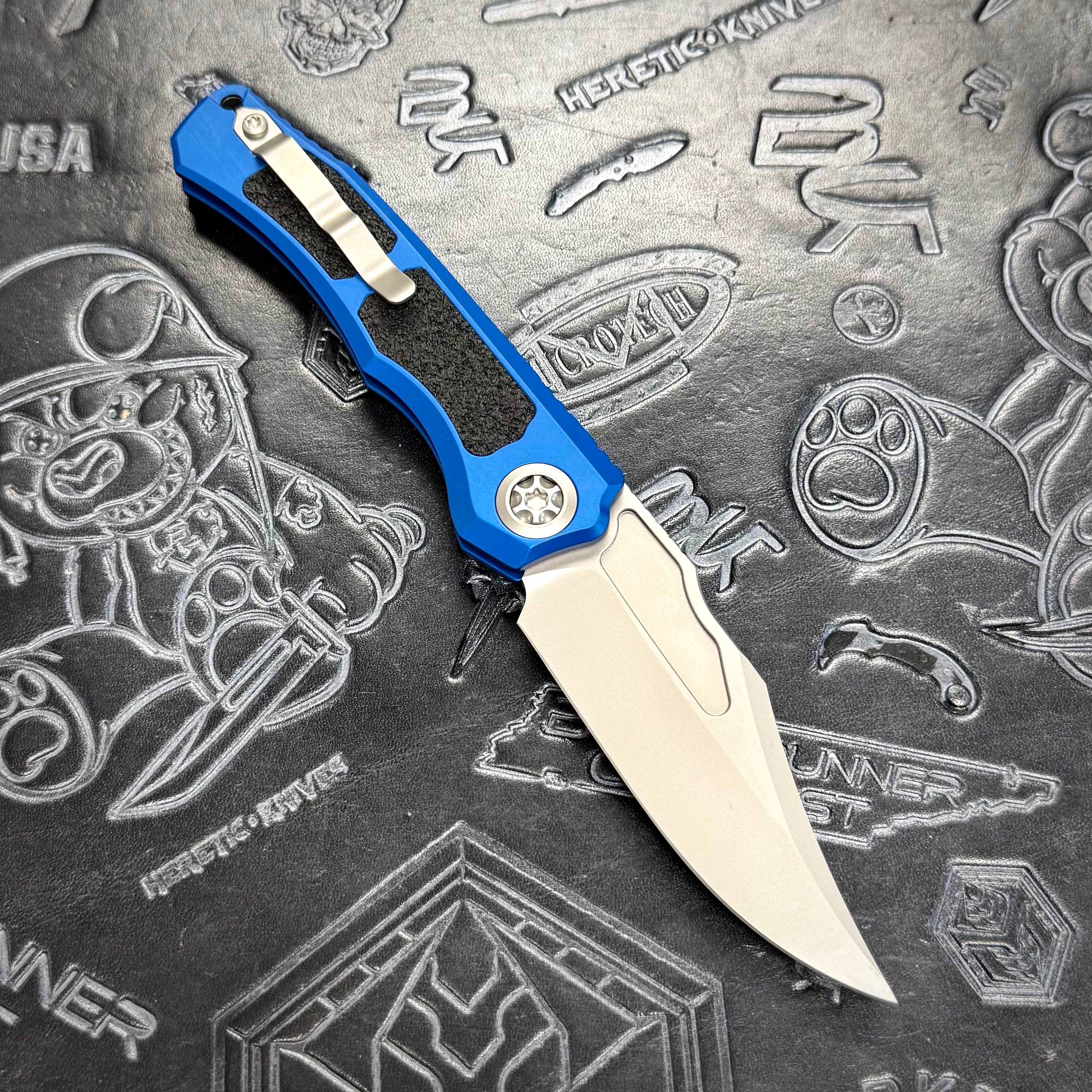 Heretic Knives Wraith V4 Auto - Blue - Beadblast Bowie H002-3A-BLU