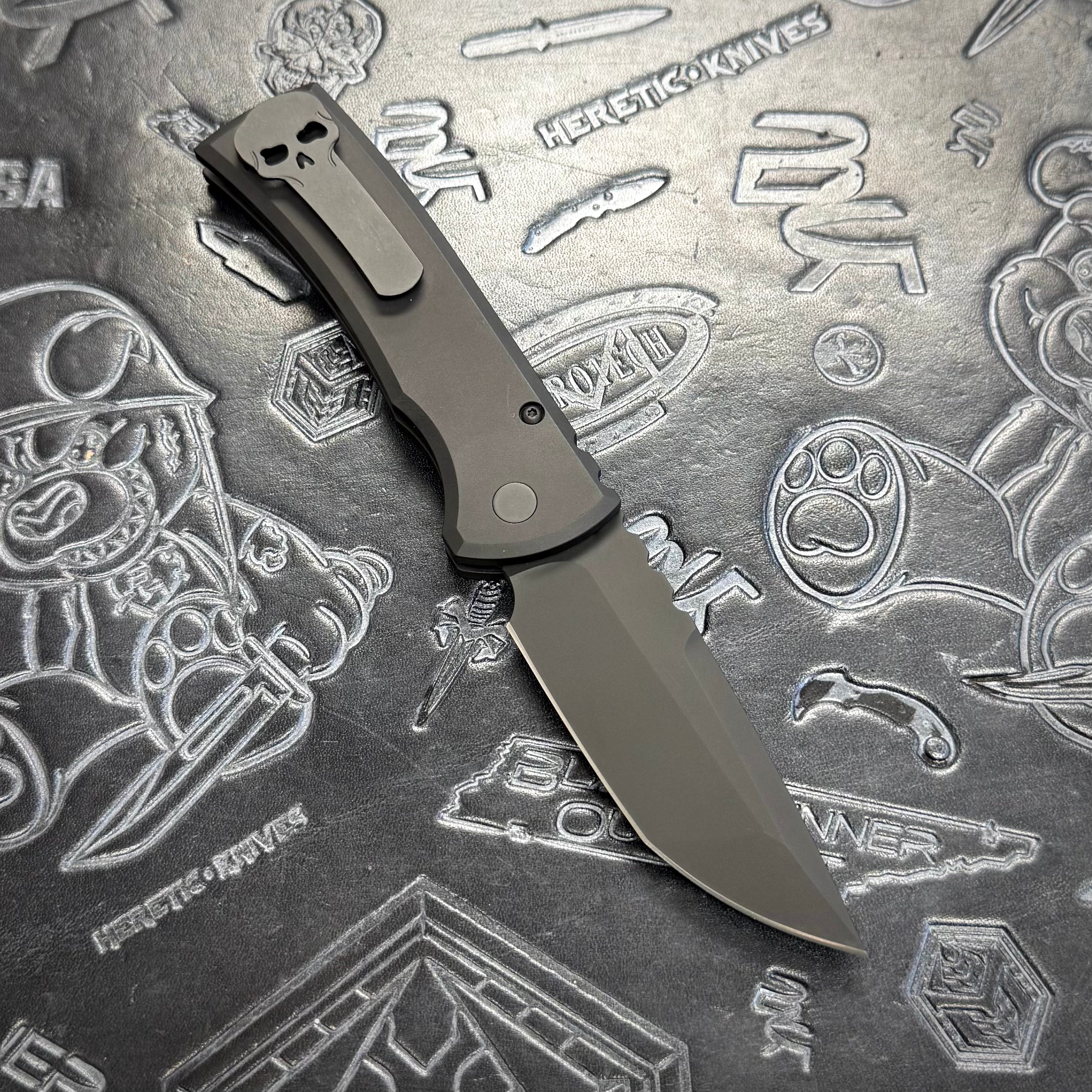 Protech x Chaves Redencion Auto - Black Aluminum w/ Tritium Button Inlay - Sterile DLC S35VN - RCR1103-OPERATOR