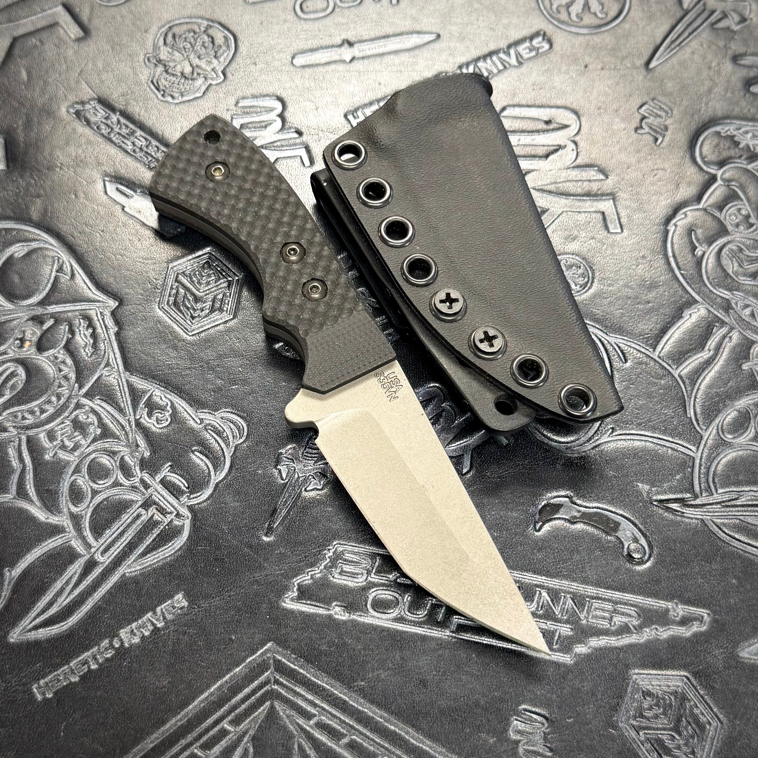 Attn2Detail Mercantile Lil Pecker - Double Divot Black G10 - Western Tanto - Stonewash S35VN