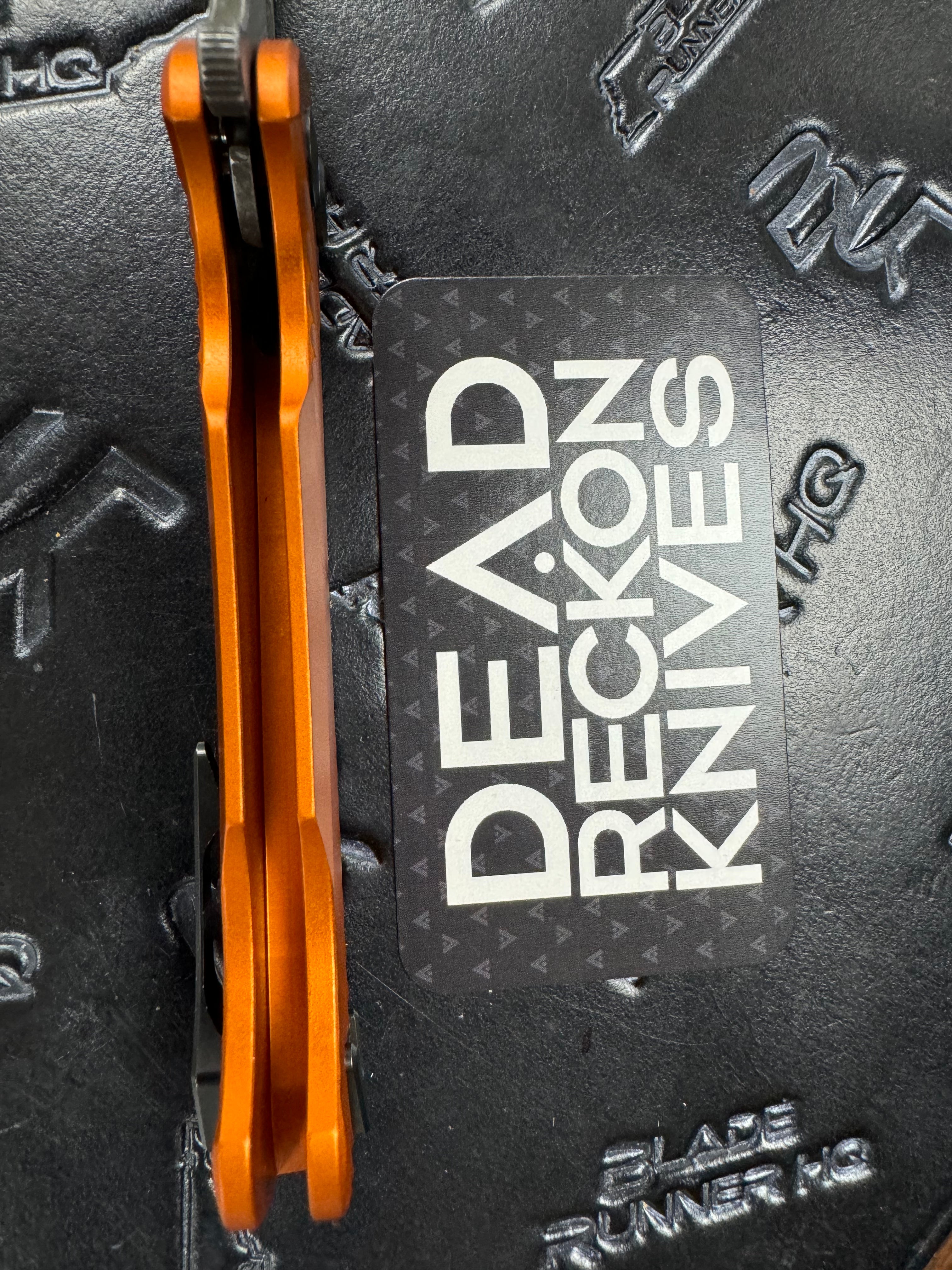 Dead Reckon Knives Ridgeback - Aluminum Burnt Orange, WharnCleaver, Series 2, TwoTone Magnacut, Button Lock, Dark Stonewash