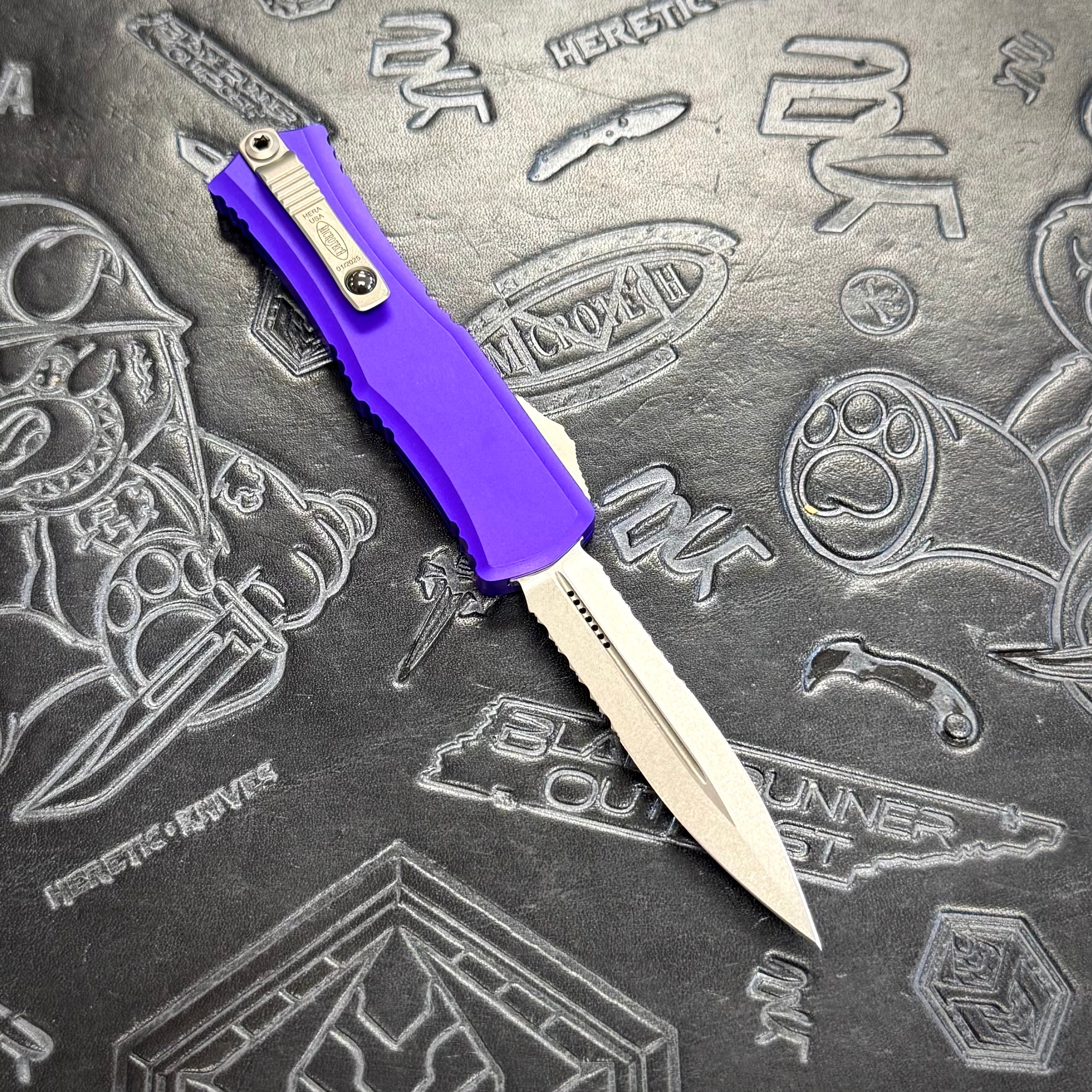 Microtech Hera II Mini - Stonewash Partial Serrated Double Edge 1702M-1- PU