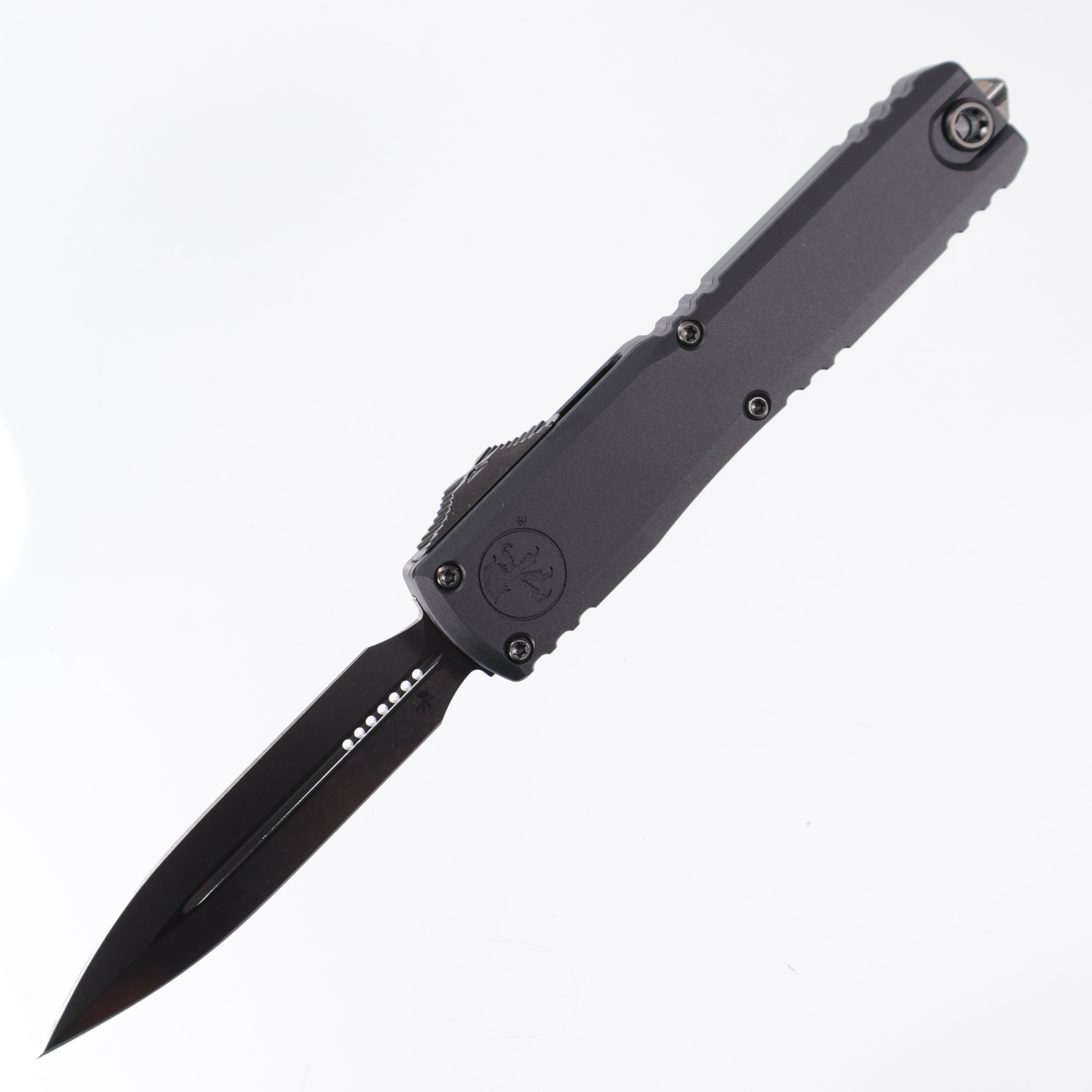 Microtech Ultratech ZBP - Shadow Signature Series - Black w/ DLC Hardware - DLC Double Edge M390MK - 1122-1 DLCTSH