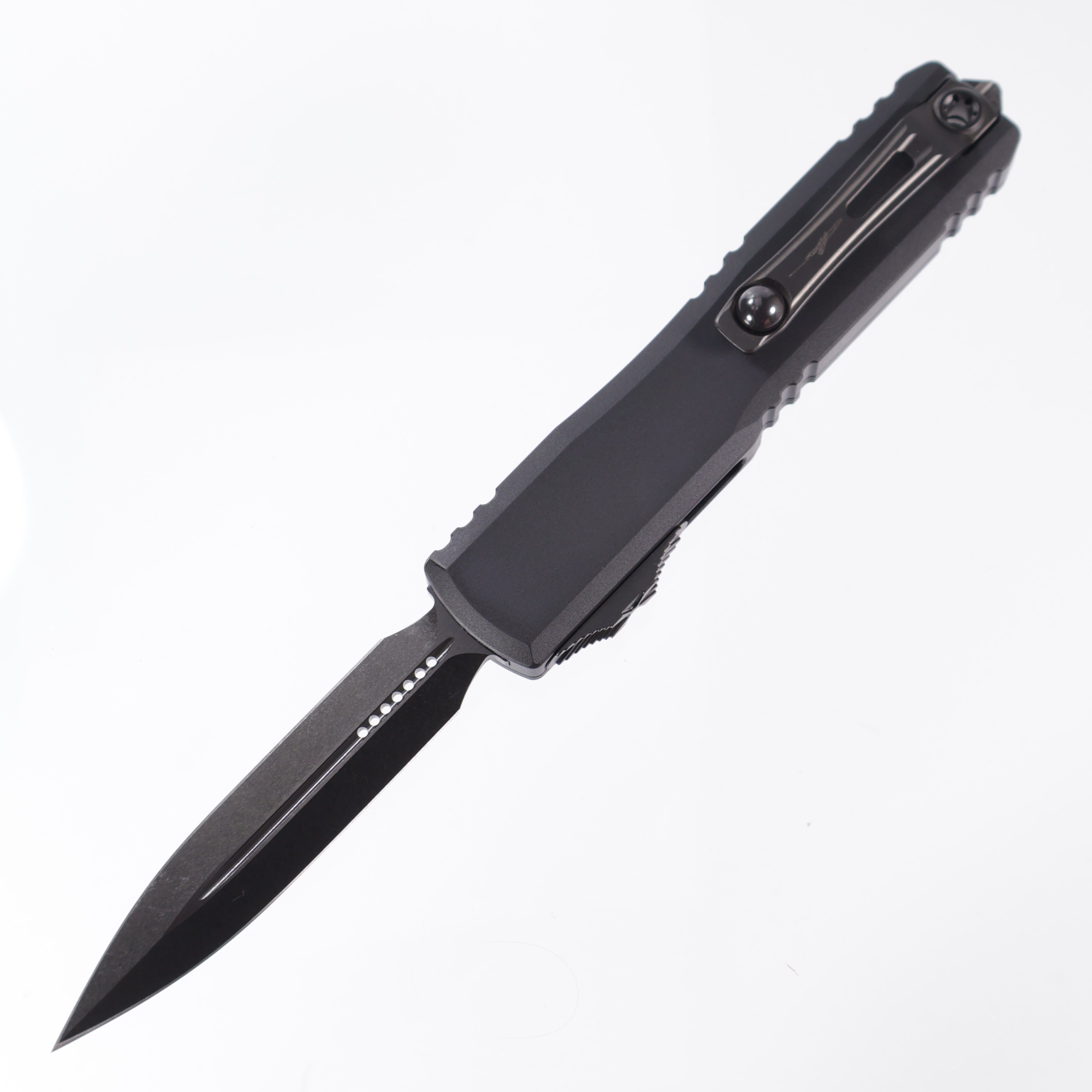 Microtech Ultratech ZBP - Shadow Signature Series - Black w/ DLC Hardware - DLC Double Edge M390MK - 1122-1 DLCTSH