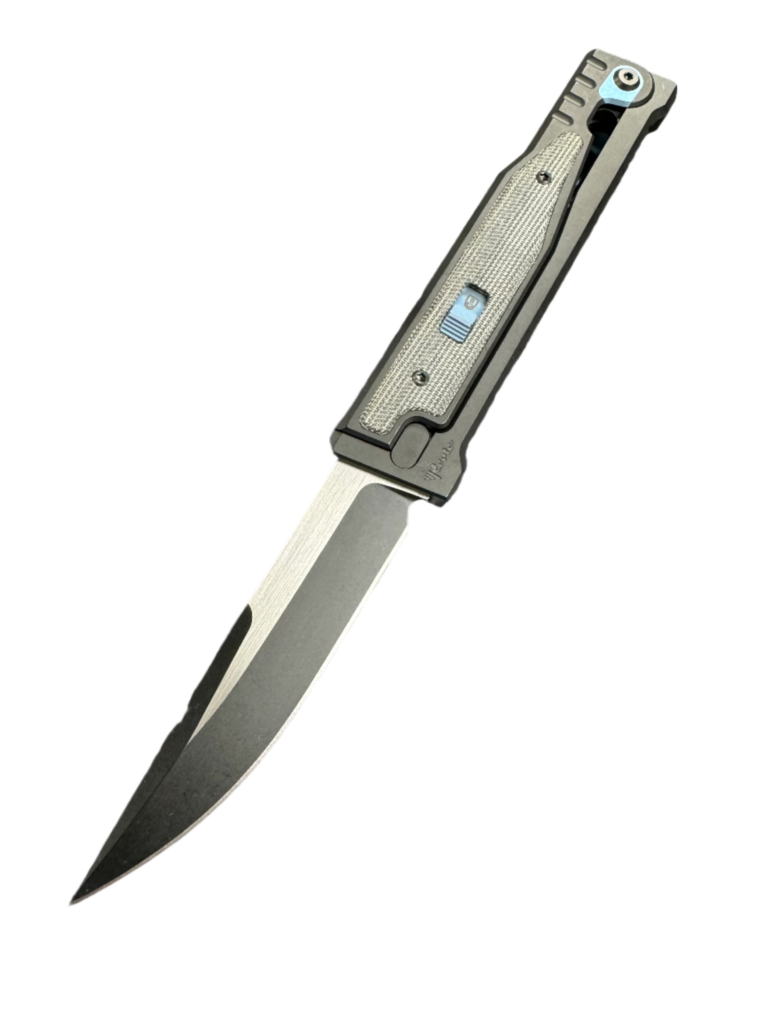 Reate Exo Gravity Knife Black Micarta 3.7 Inch Plain Dual Finish Drop Point Large w Lock