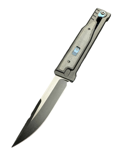 Reate Exo Gravity Knife Black Micarta 3.7 Inch Plain Dual Finish Drop Point Large w Lock