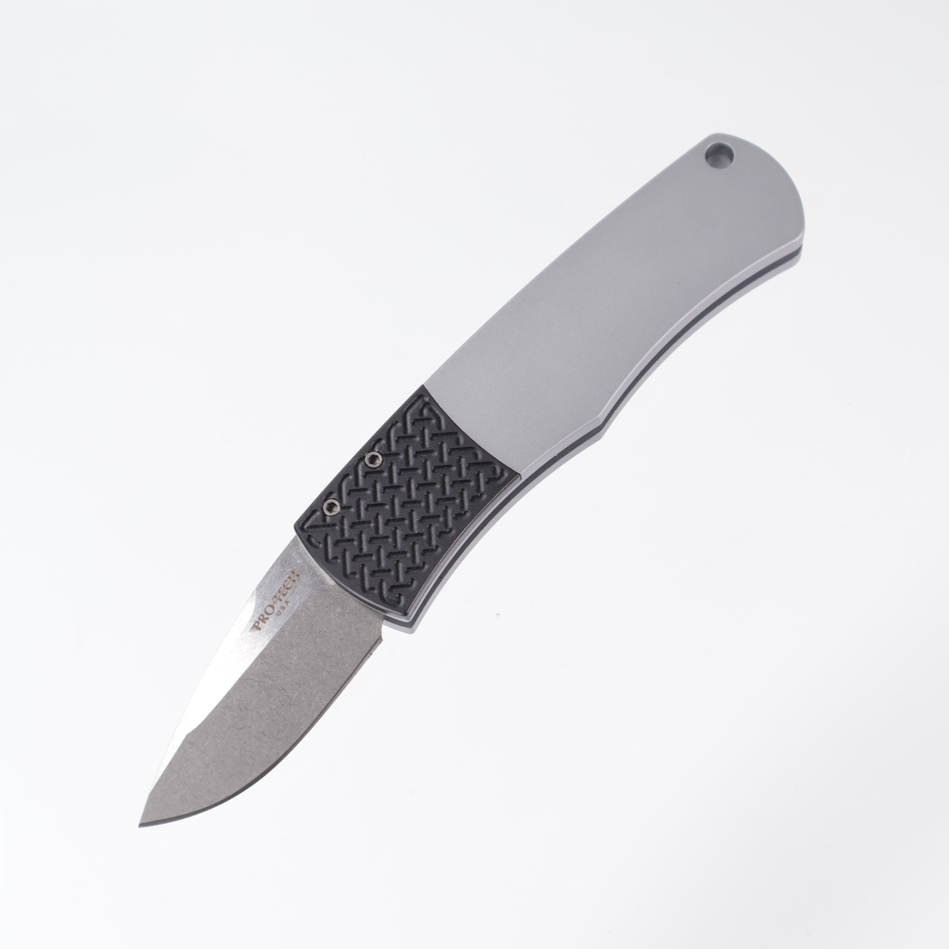 Pro-Tech Whiskers Cali Legal - Grey Aluminum w/ Textured Bolster - Stonewash 154CM - BR-1 CA.3 LTD-Grey