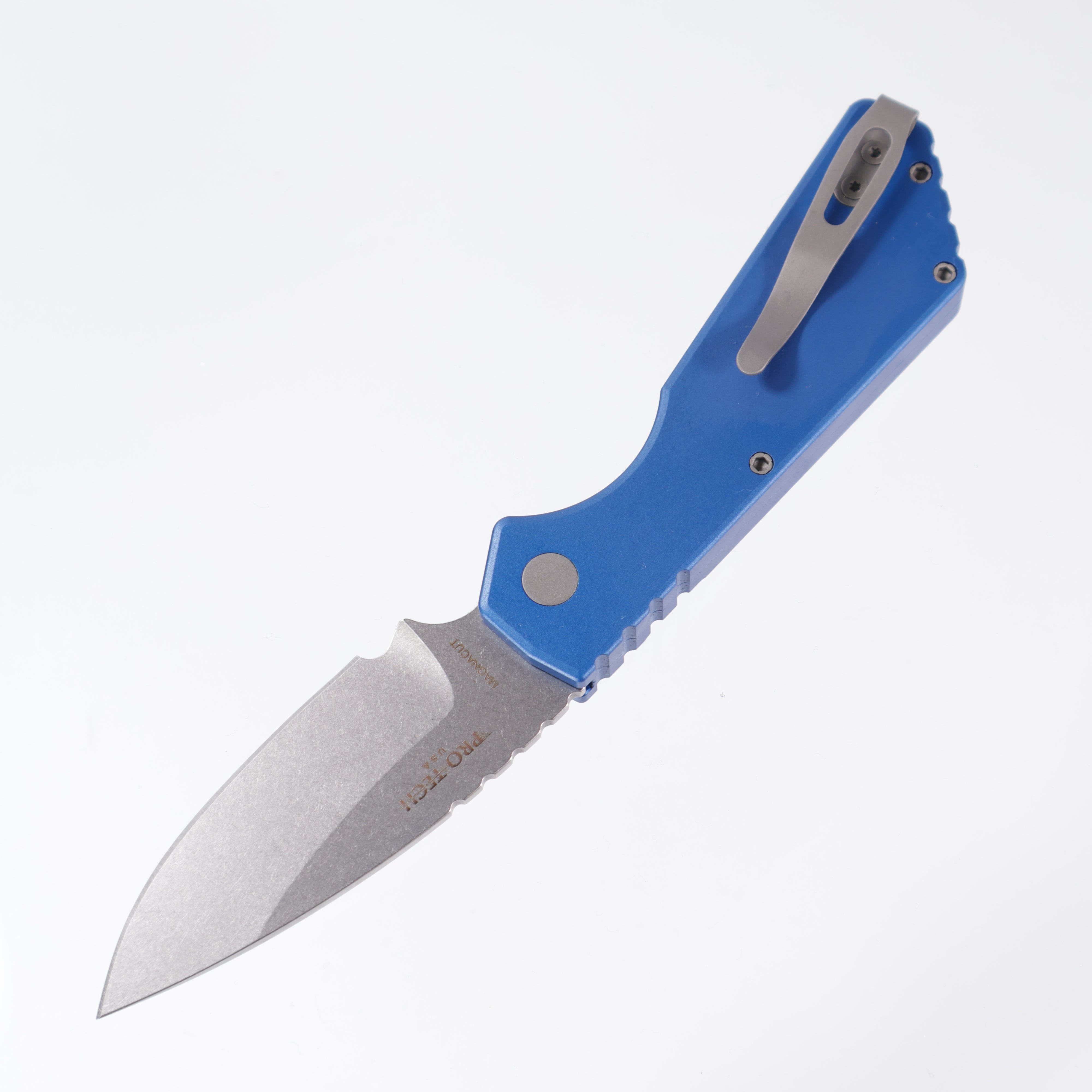Protech Strider PT+ PT201-Blue - Blue Handle - Stonewash Magnacut