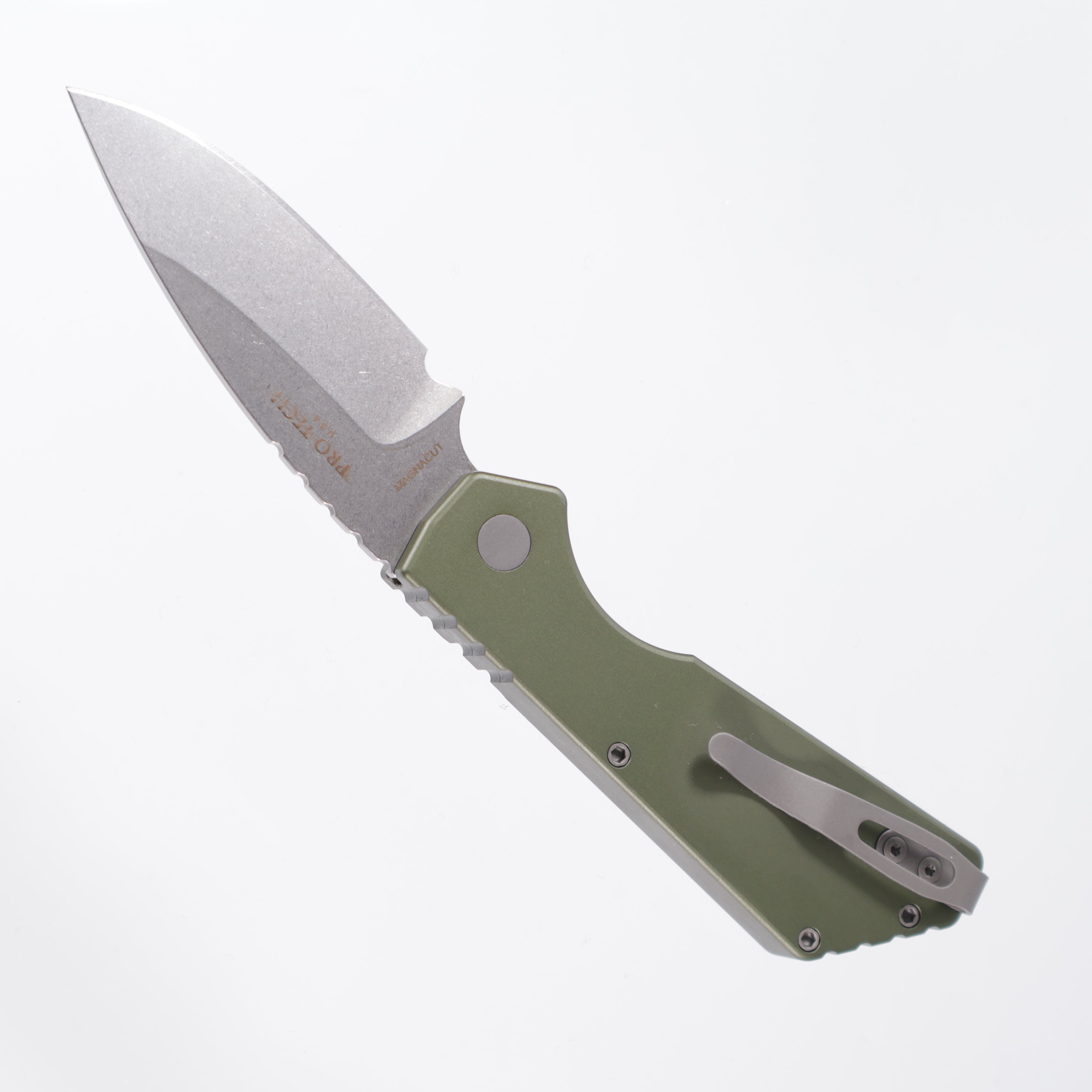 Pro-Tech Strider PT+ - Green Aluminum - Stonewash Magnacut - PT201-GREEN