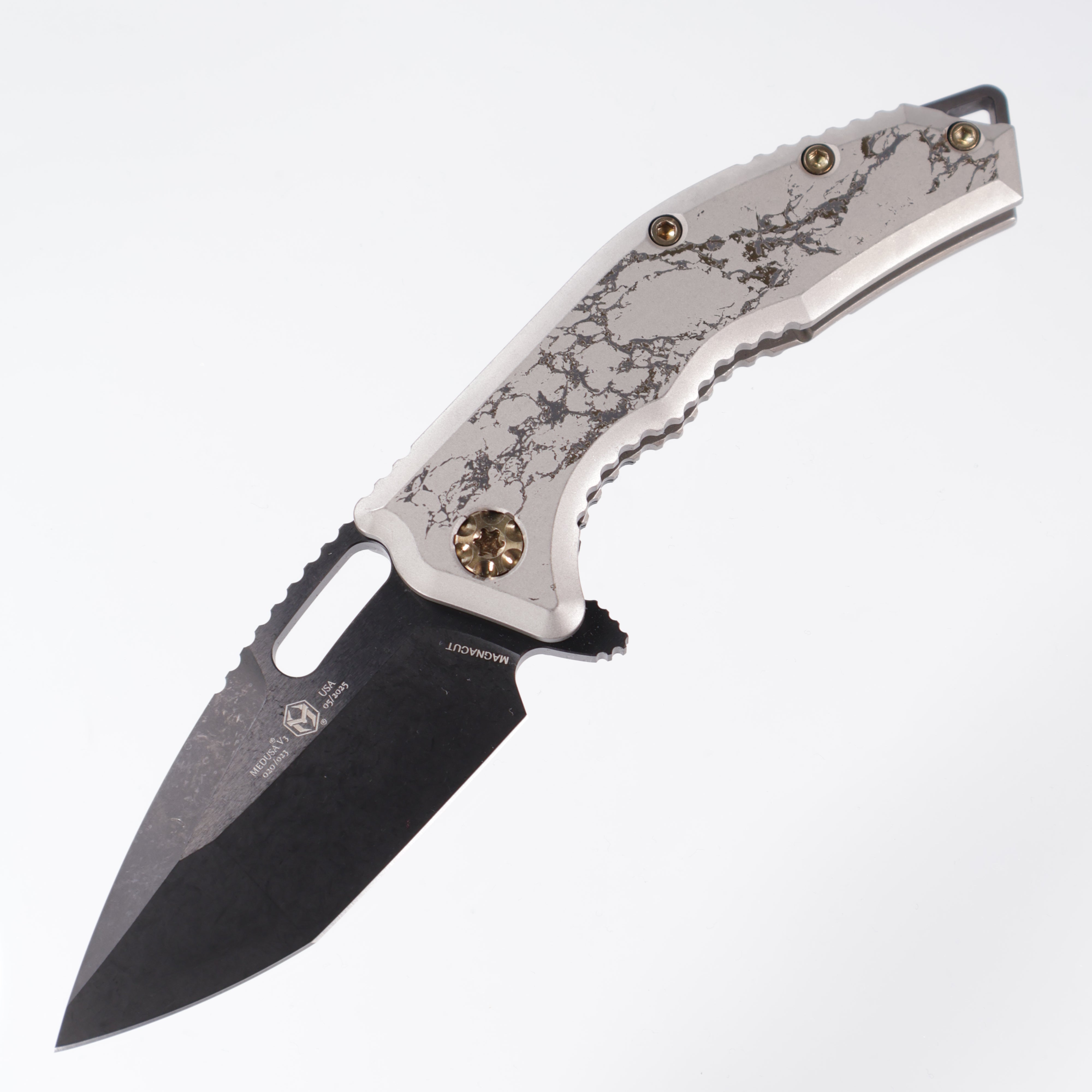 Heretic Medusa V3 Manual - White Marble Anodization - DLC Tanto