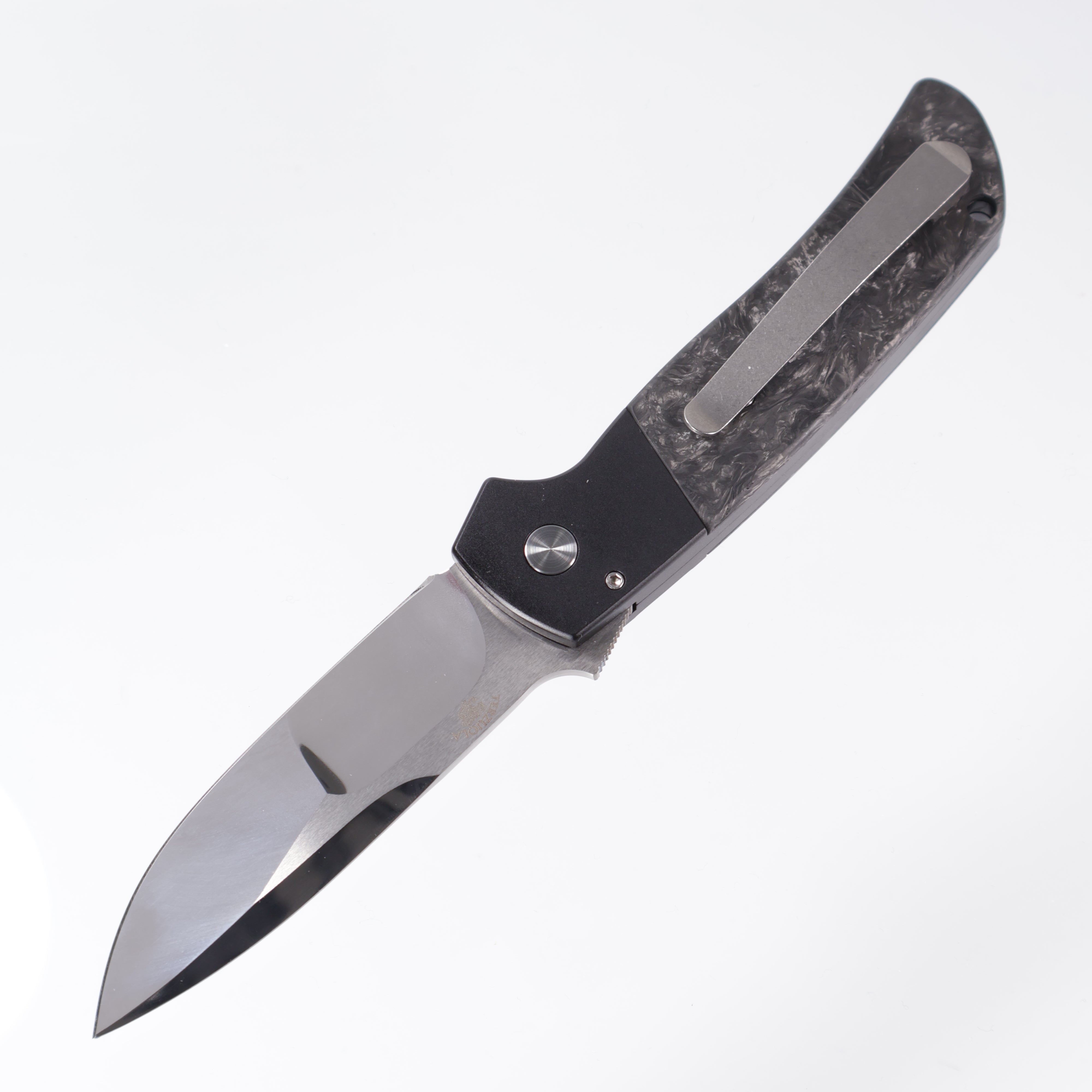 Pro-Tech Terzuola ATCF Auto 2024 Custom 003 Dark Matter Fat Carbon, 3D Ti Clip, Mike Irie Hand Ground Blade