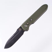 Protech PDW Invictus 1805-GREEN - Green Handle w/ Black Lip Pearl button inlay & Steel safety - DLC Magnacut