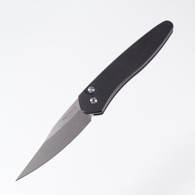Protech Newport 3405 - Black Handle - Stonewash S35VN