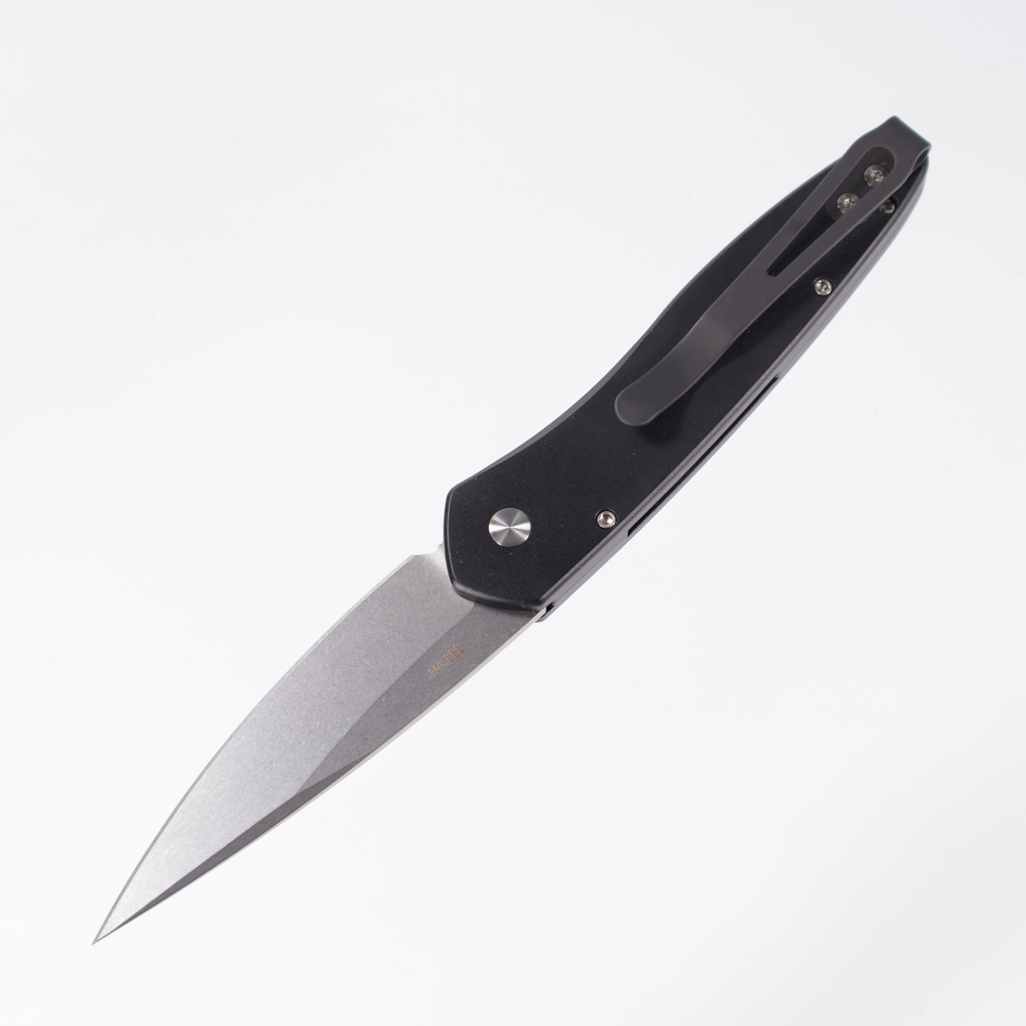 Protech Newport 3405 - Black Handle - Stonewash S35VN