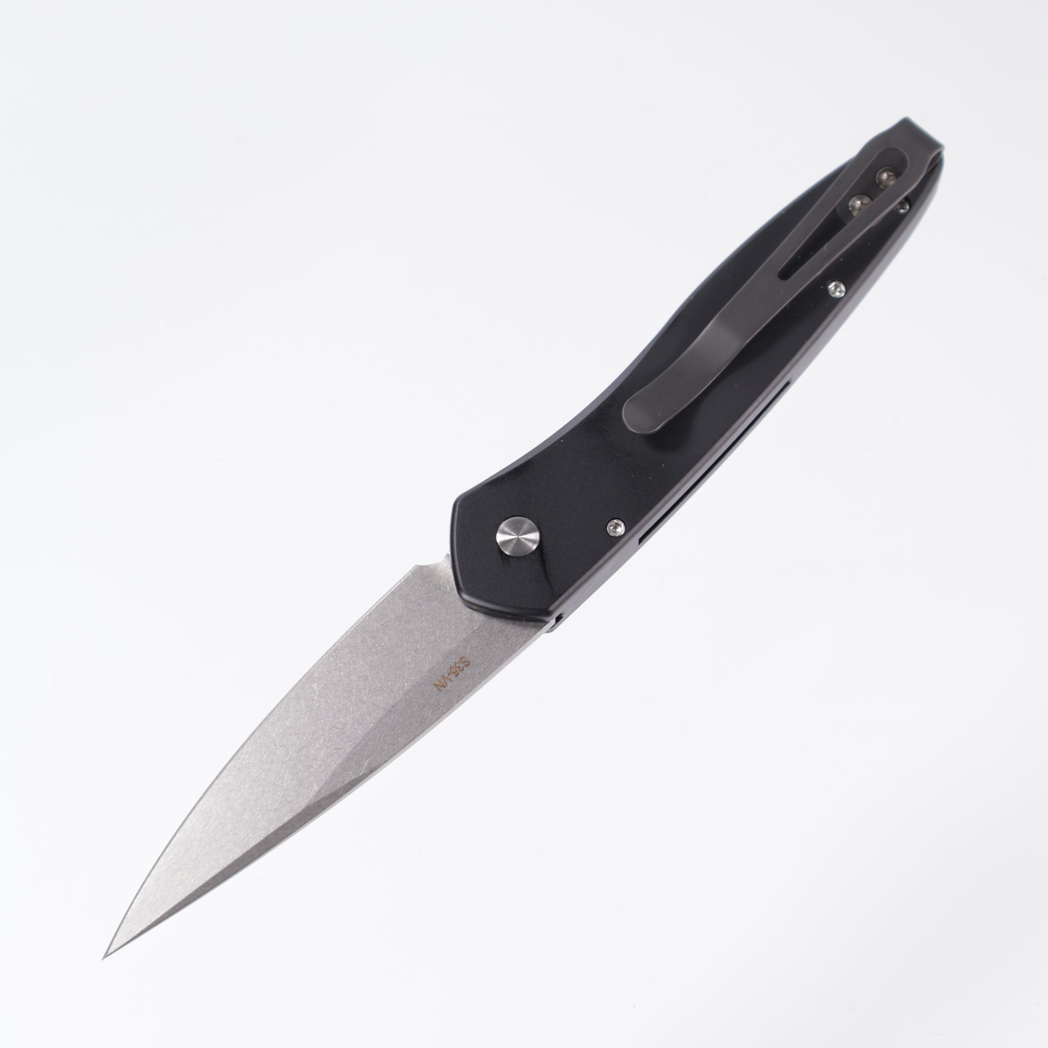 Pro-Tech Newport Tuxedo - Black Aluminum w/ Ivory Micarta inlay - Stonewash S35VN - 3451