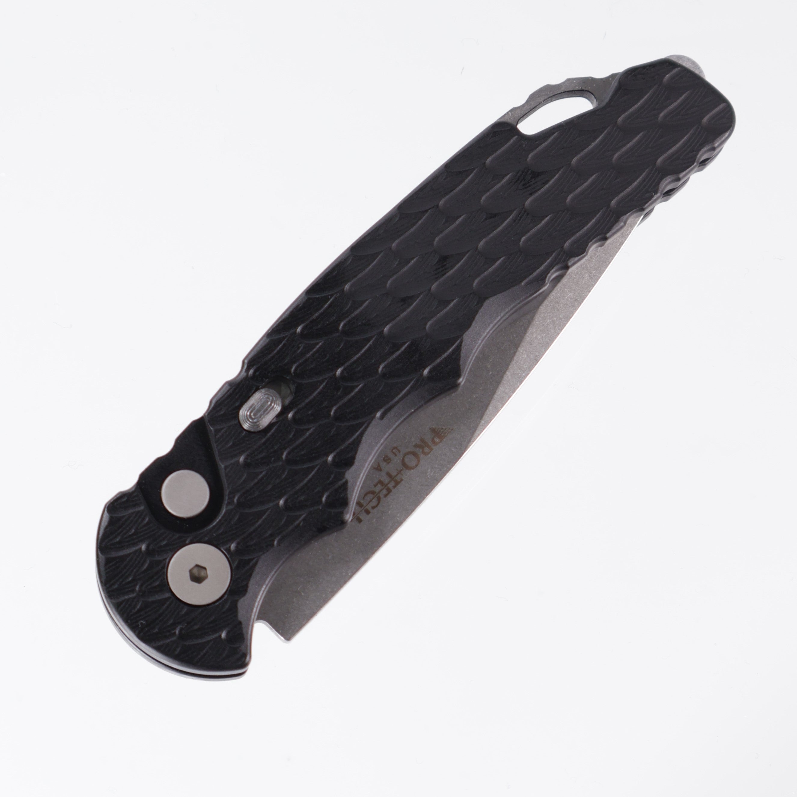 Pro-Tech TR-5 - Black Aluminum w/ Feather Texture & Safety - Stonewash S35VN - T505-F