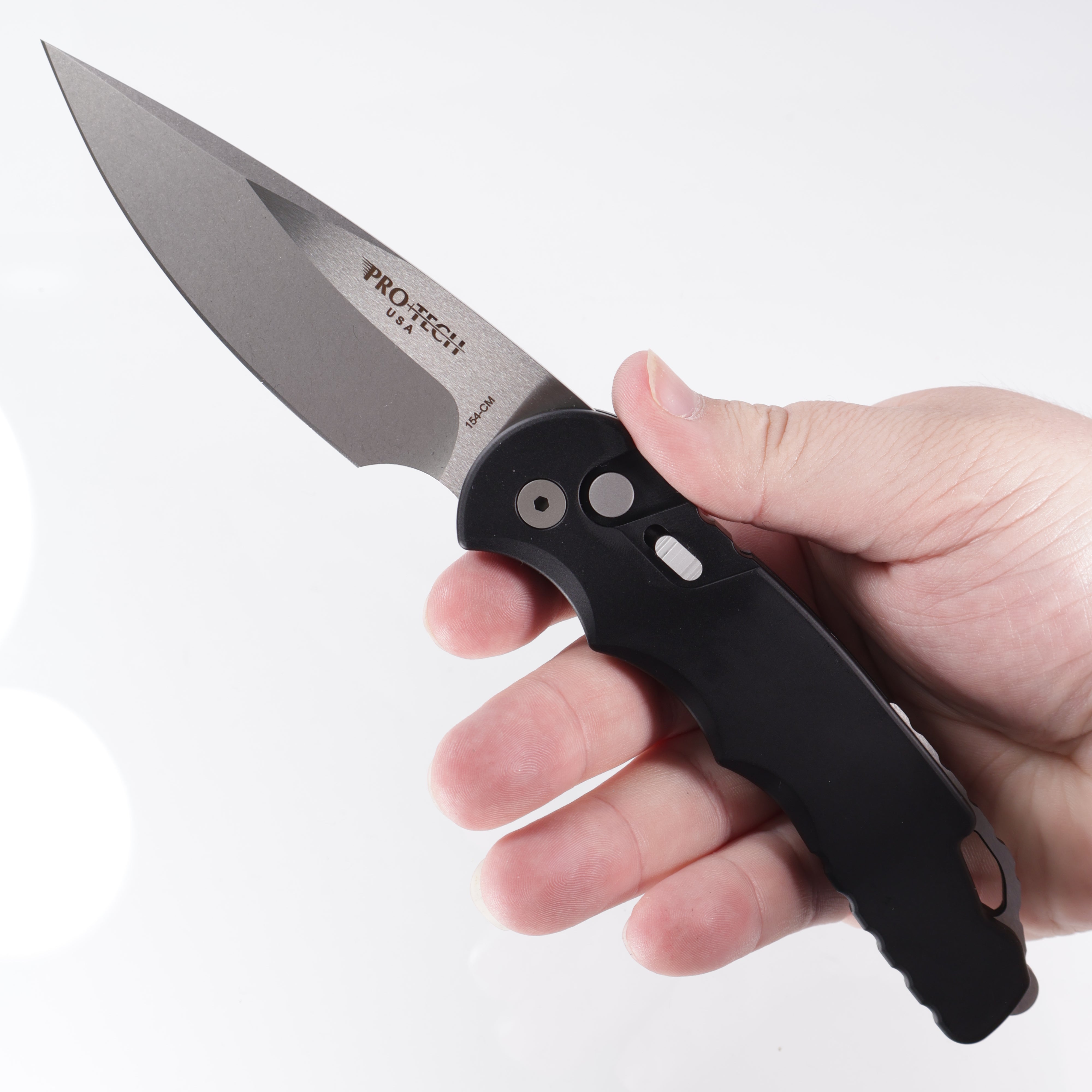 Protech TR-4 TR-4.1 - Black Handle w/ safety - Stonewash Magnacut