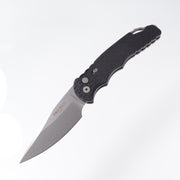 Pro-Tech TR-4 - Black Aluminum w/ Feather Texture & Safety - Stonewash Magnacut - T4105-F