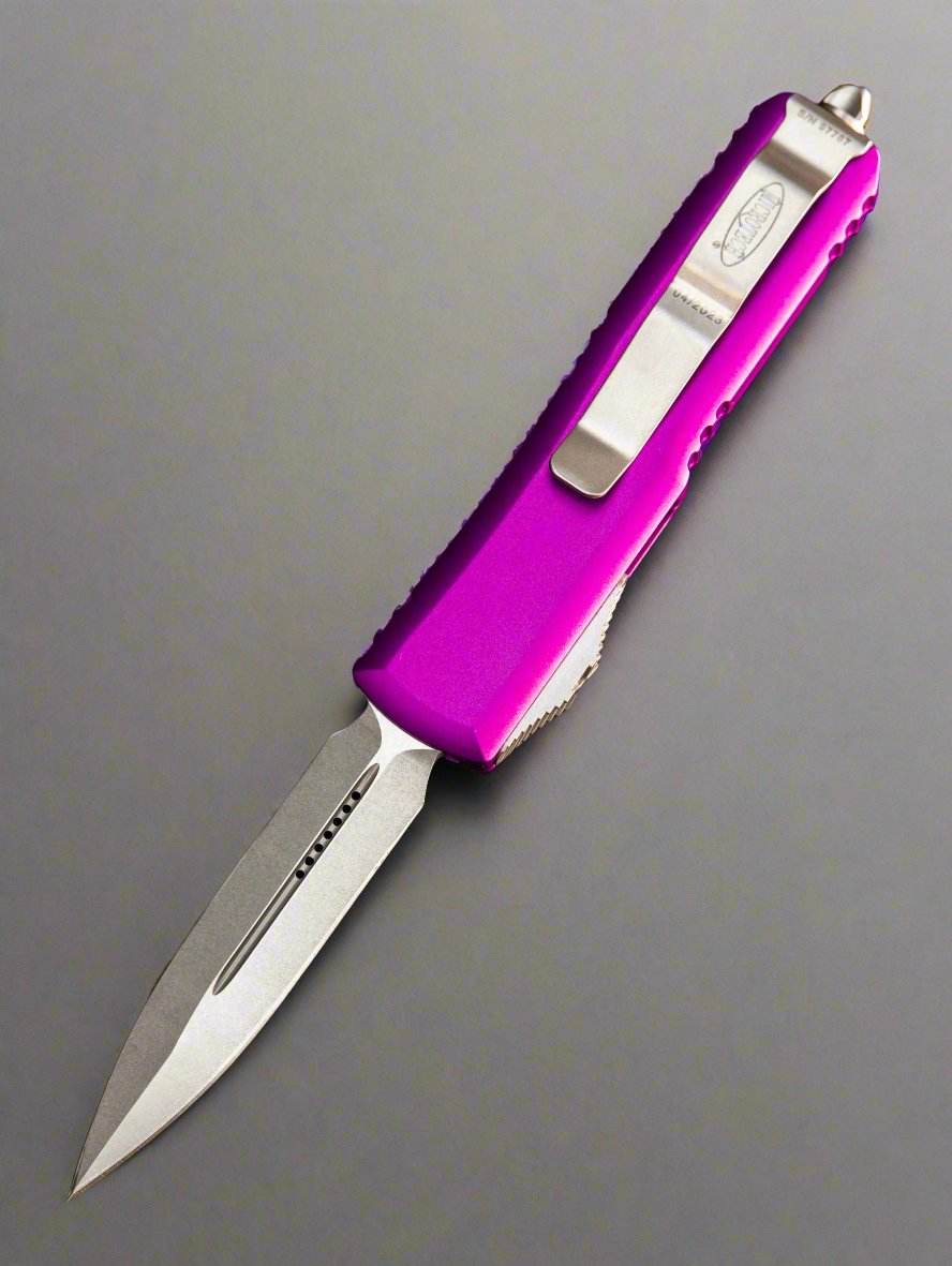 Microtech UTX-85 D/E OTF Automatic Knife Violet (3.125" Stonewash) 232-10VI