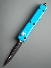 Microtech Ultratech D/E OTF Automatic Knife Turquoise (3.4" Black Full Serr)