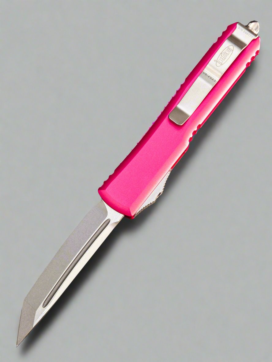 Microtech Ultratech T/E OTF Automatic Knife Pink (3.4" Stonewash) 123-10PK