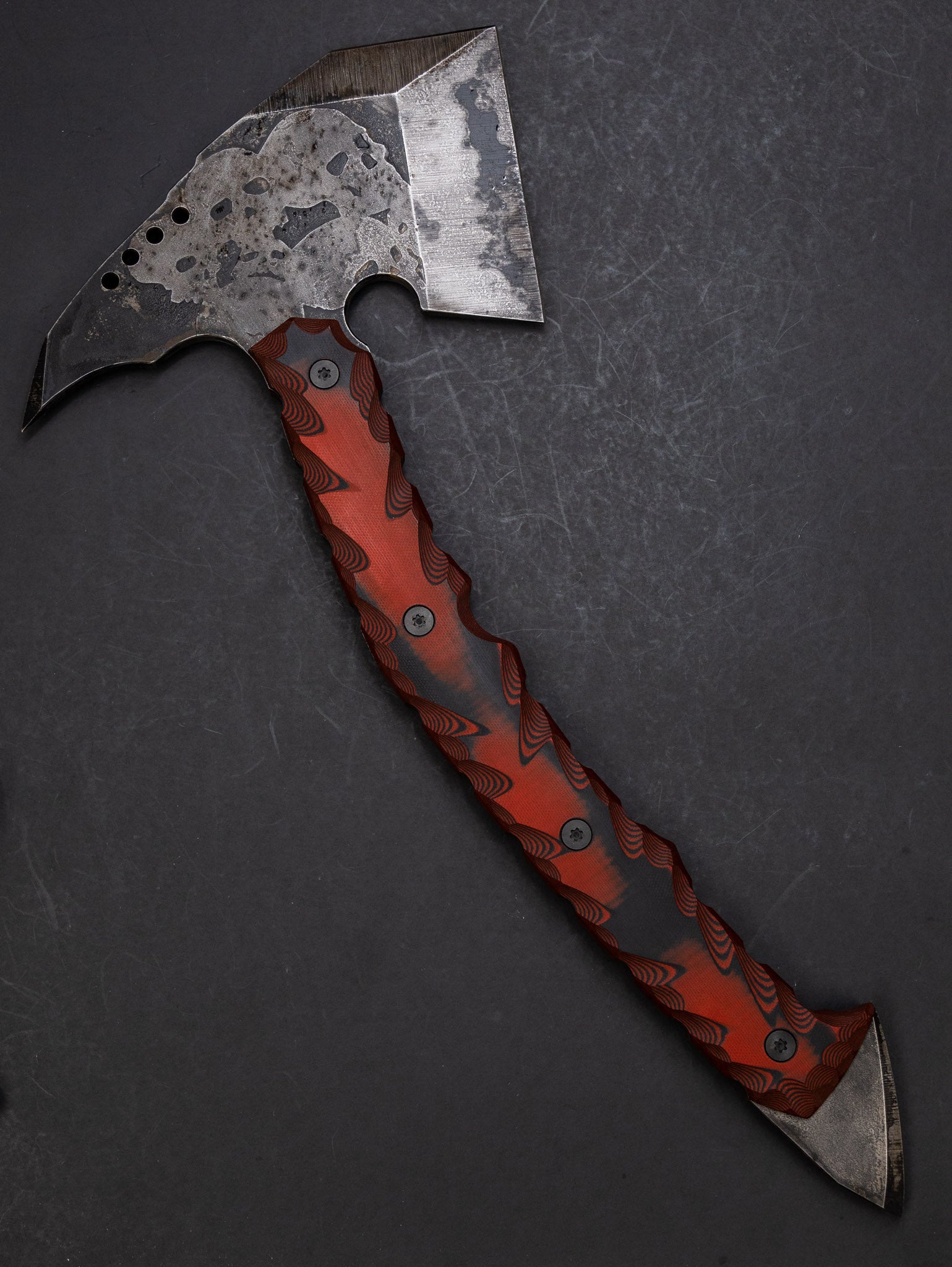 Aries CQCT Large Battle Hawk 1/4” Thick 80crv2 Skull Etched Axe