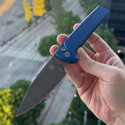 Chaves Scapegoat Full Size Auto - Blue Aluminum w/ Abalone Button - Acidwash Magnacut - CCKSF26.RCS2101-AW LTD Blue