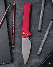 Chaves Scapegoat Full Size Auto - Battleworn Red Aluminum w/ Gold PVD Hardware - Stonewash Magnacut - CCKSF26.ScapegoatF.1