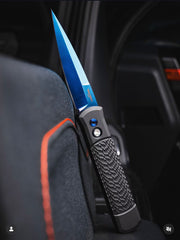 Pro-Tech Godfather - Black Jigged Aluminum w/ Abalone Button - Sapphire PVD 154CM - CCKSF26.Godfather.1